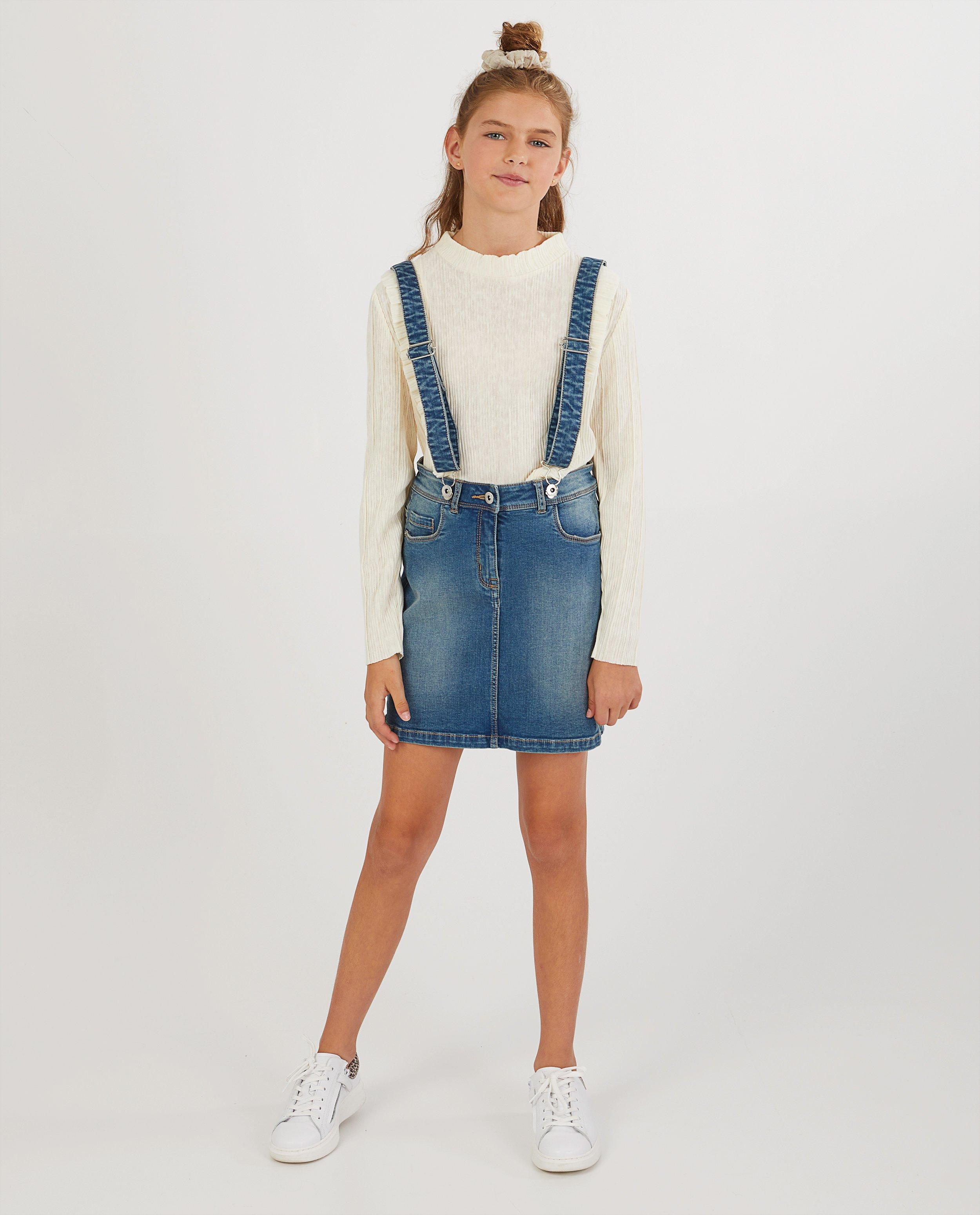 Rokken - Blauwe denim salopetterok