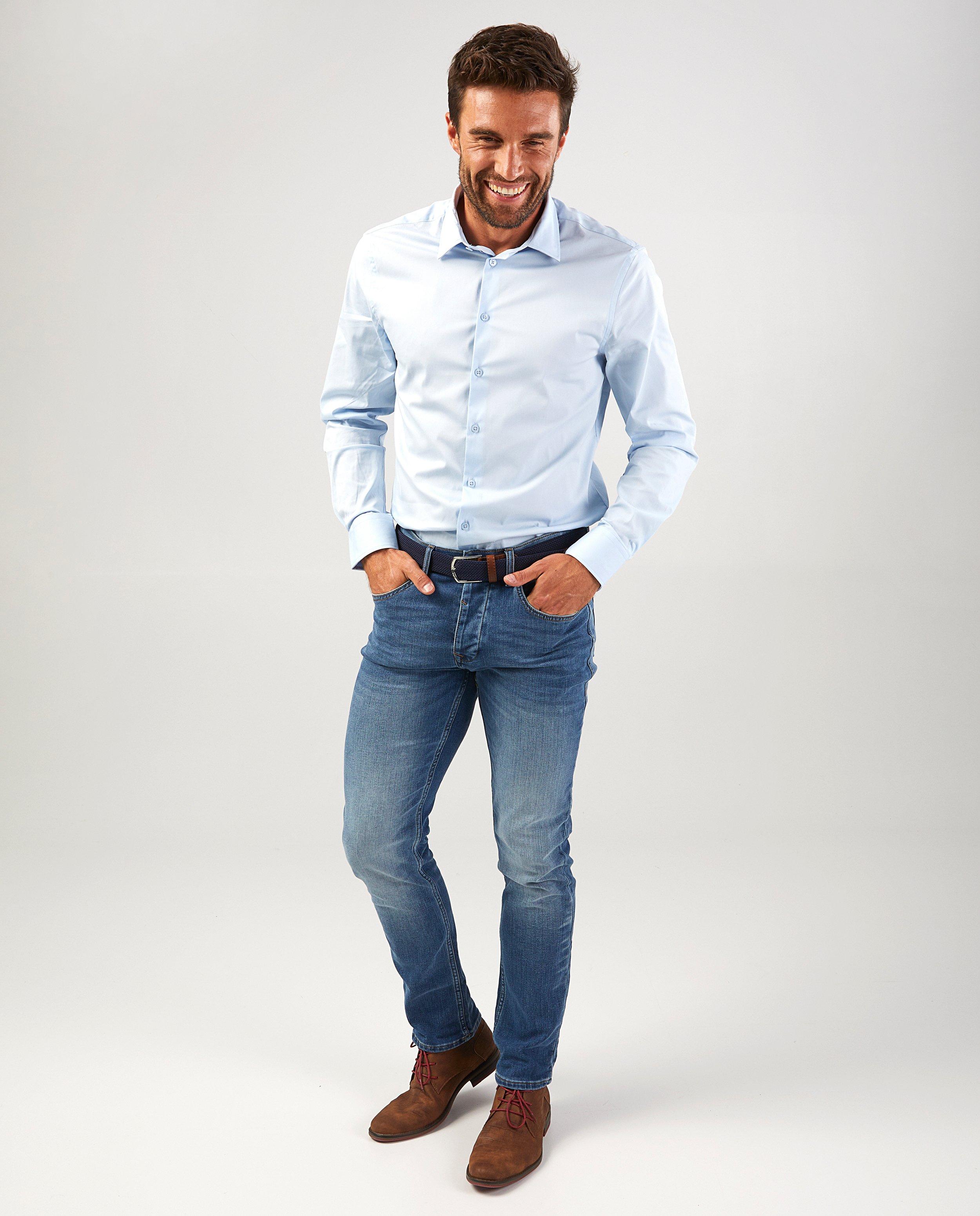 Lichtblauw hemd - stretch - Iveo