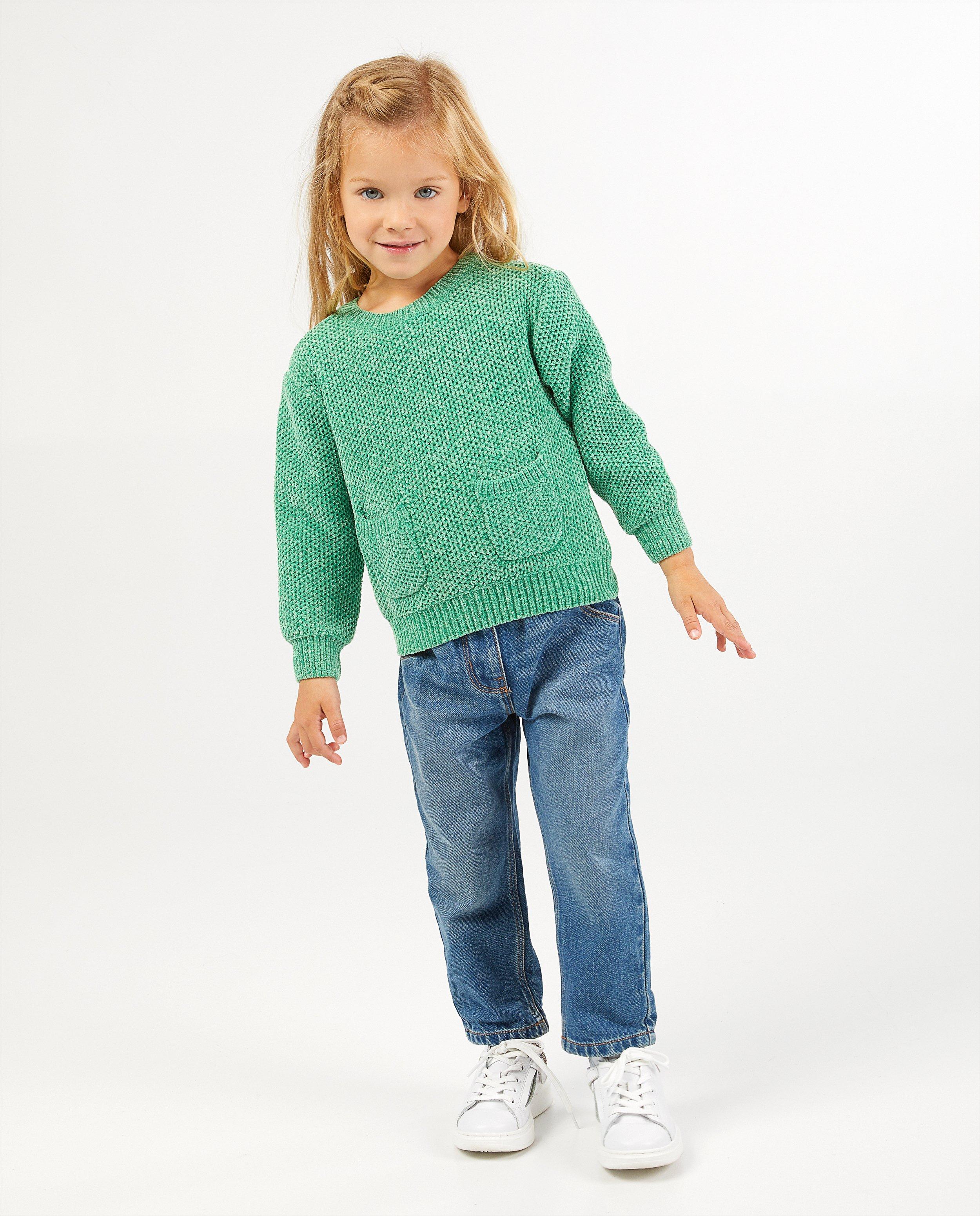 Pull vert avec fil métallisé - et 2 poches - Milla Star