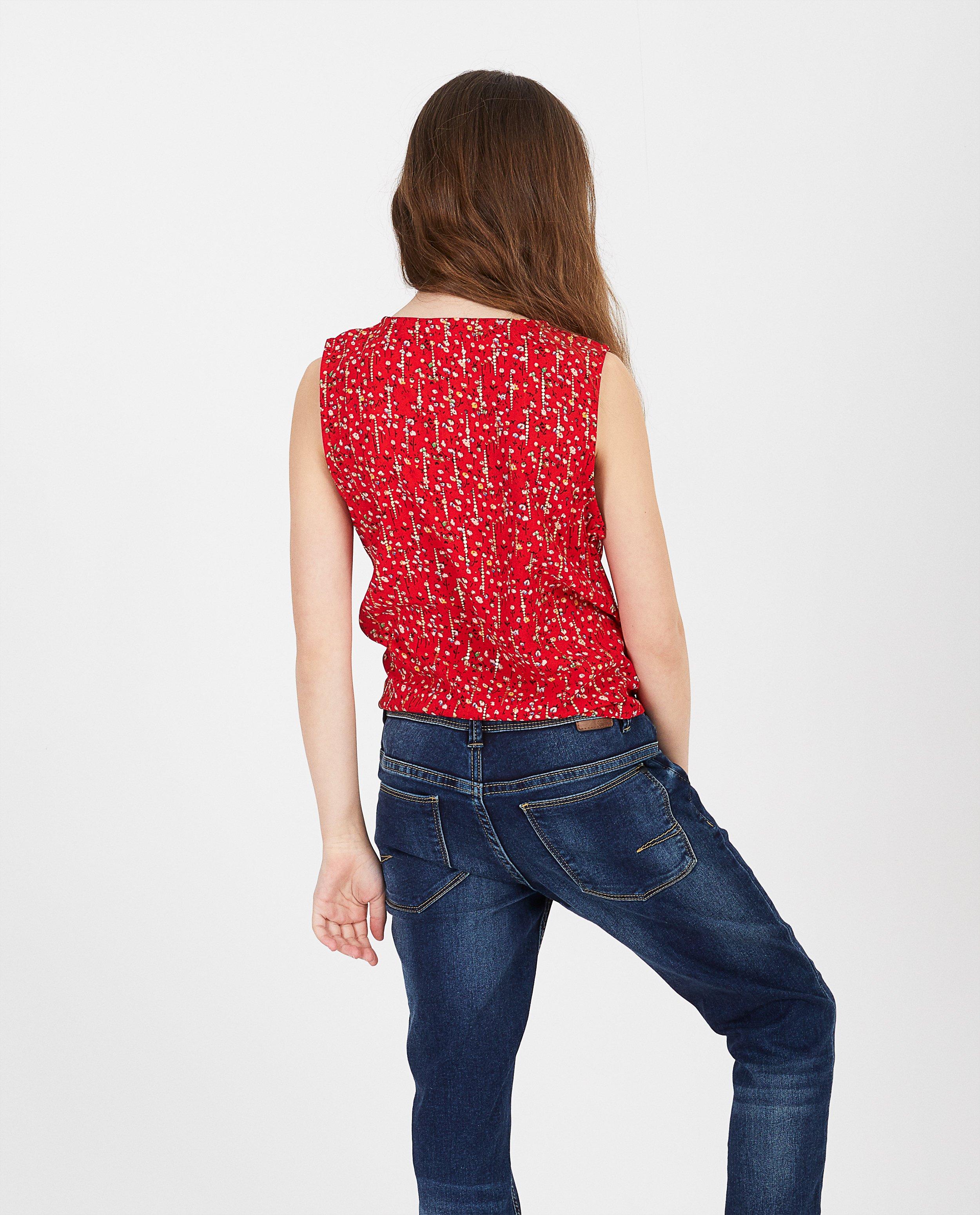 Hemden - Rode top met bloemenprint
