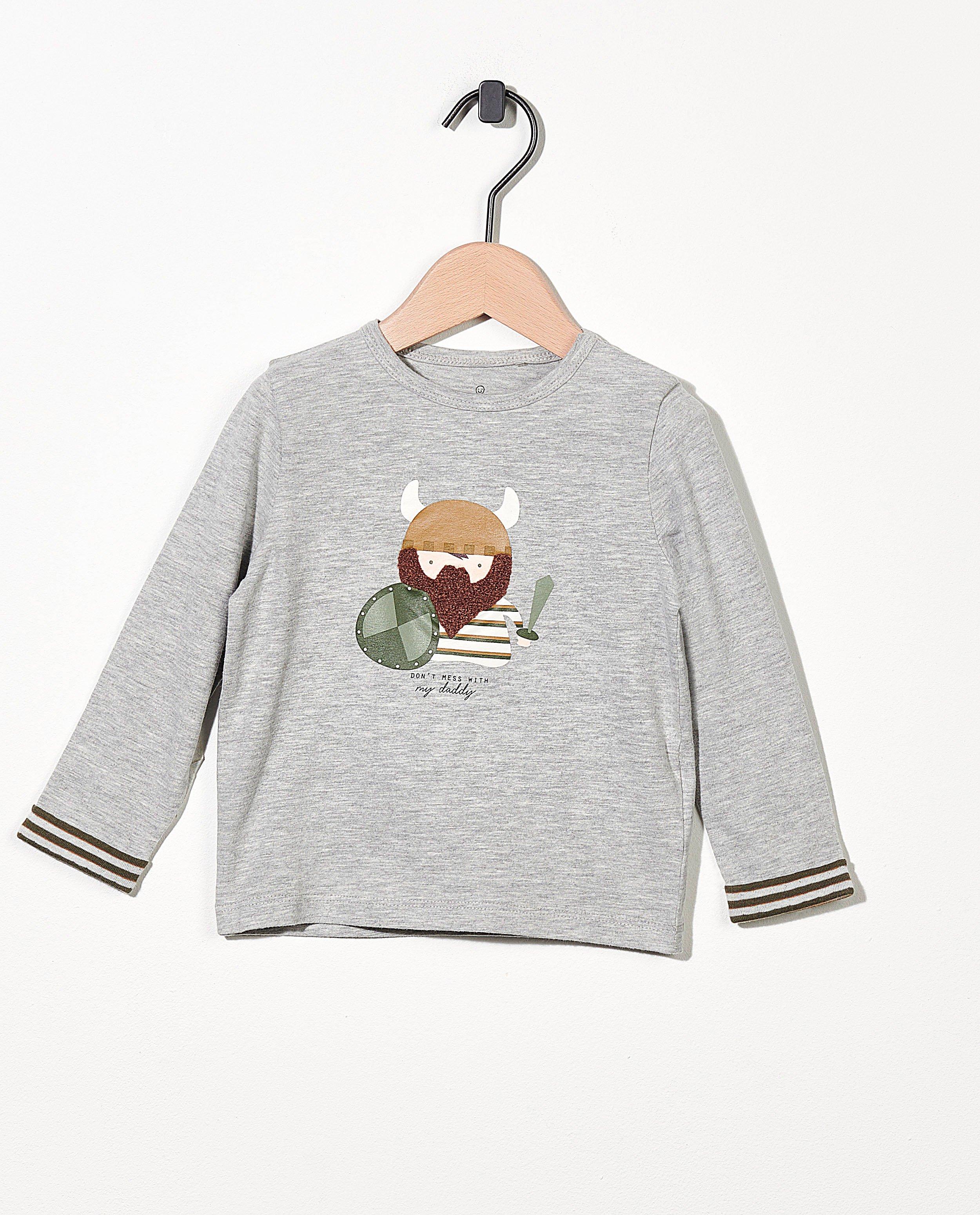 T-shirt à manches longues gris en coton bio - à imprimé - Cuddles and Smiles