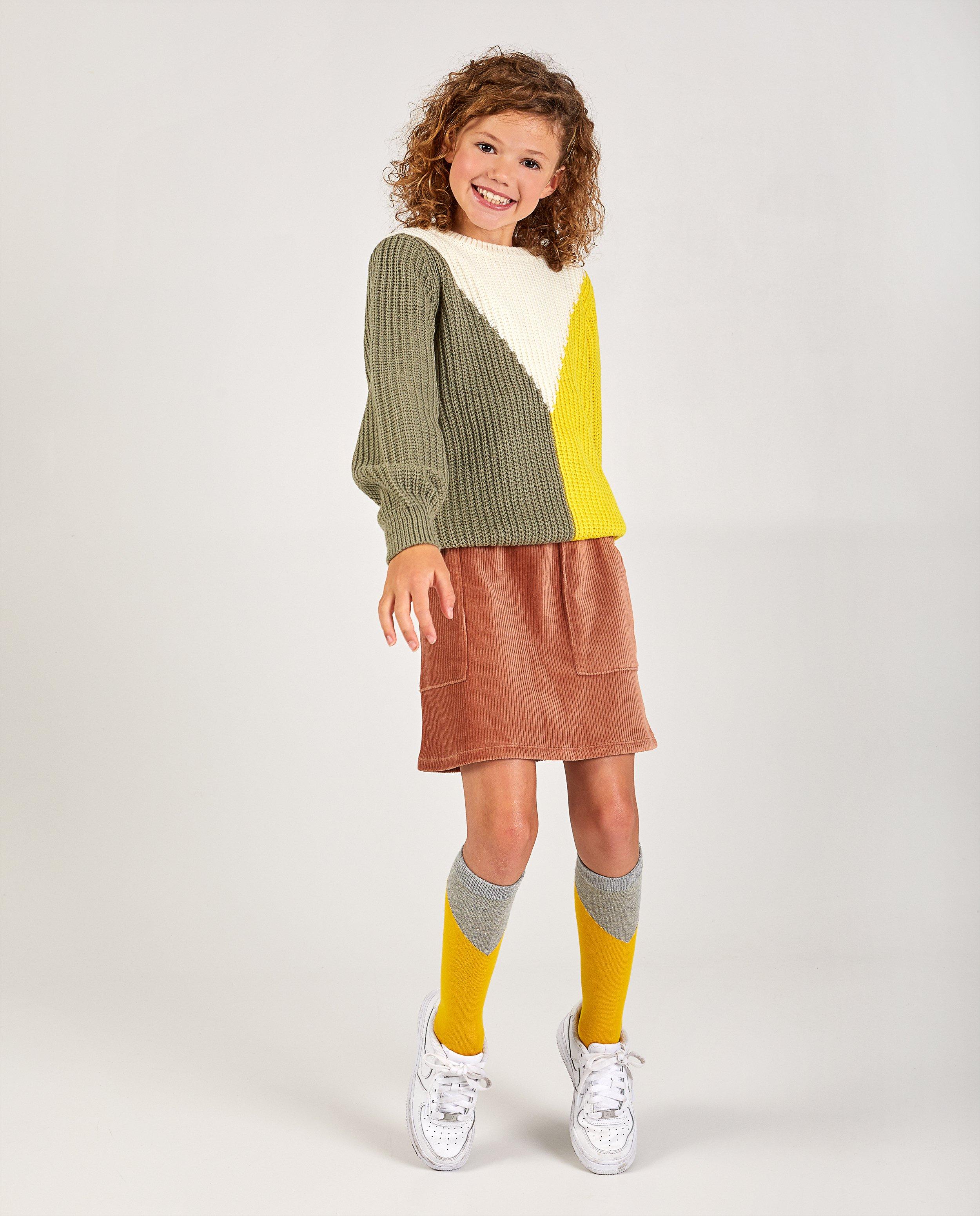 Bruine rok van ribfluweel BESTies - met grove rib - Besties