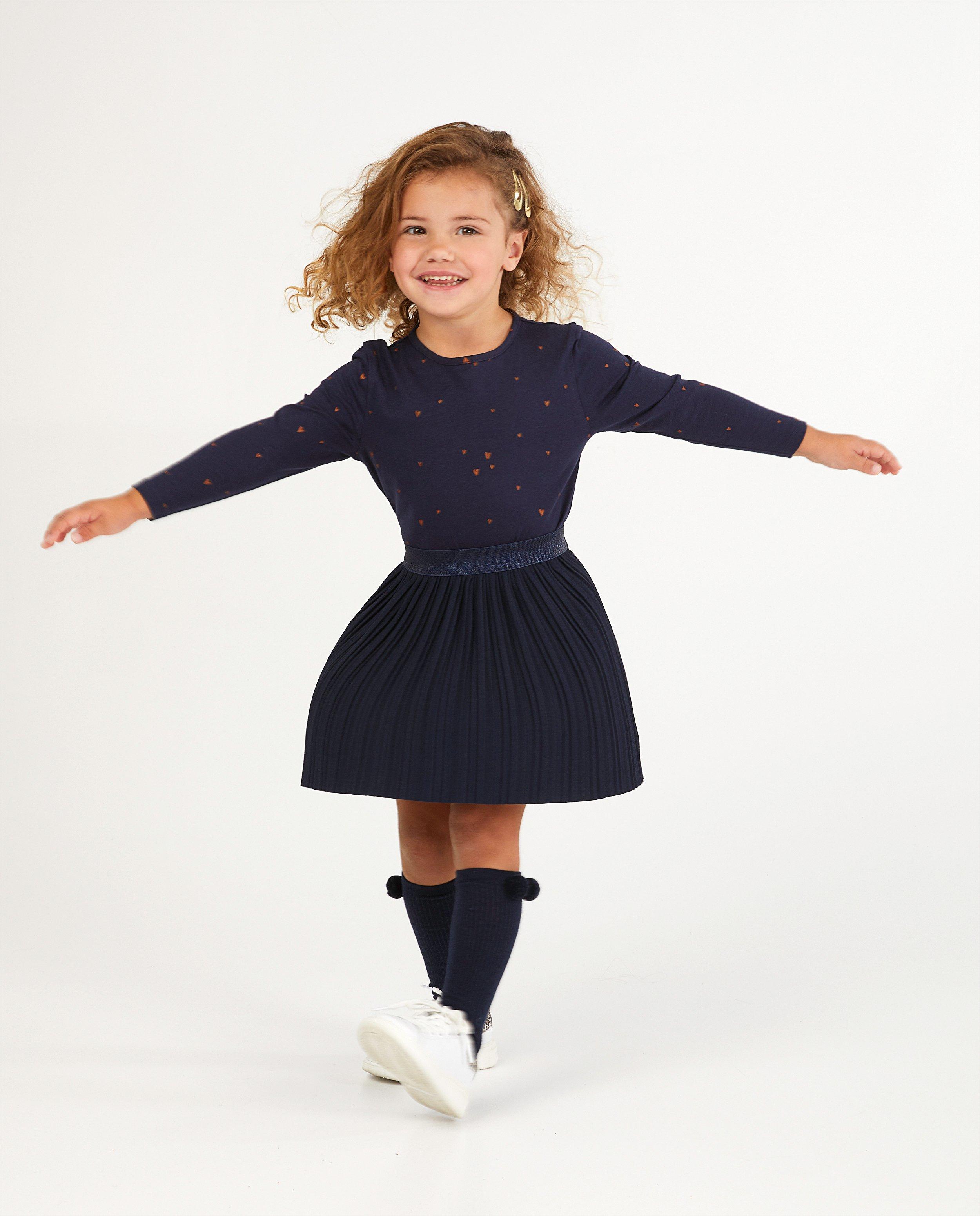Donkerblauwe plissérok BESTies - met glitter - Besties