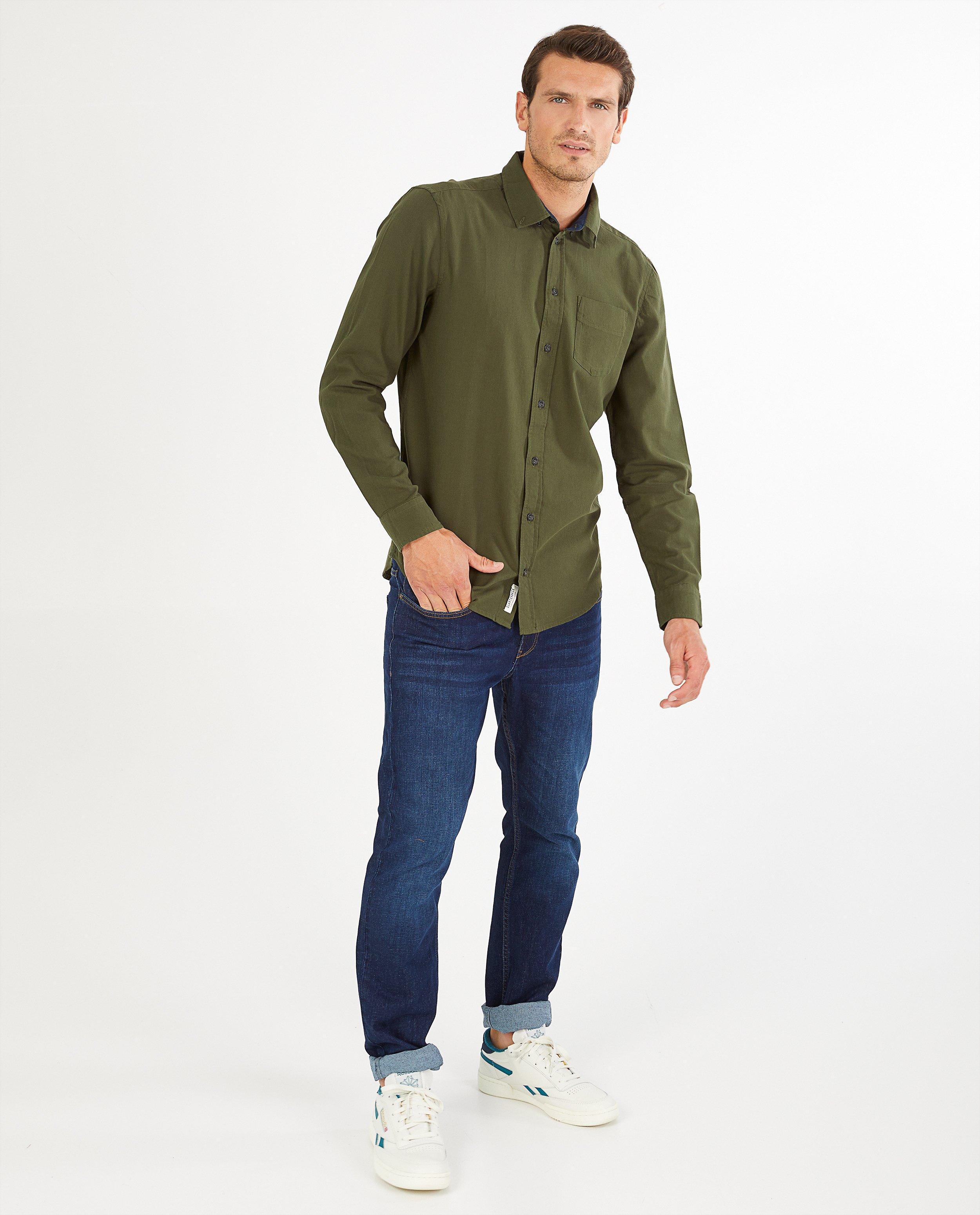 Casual donkergroen hemd - warm - Quarterback