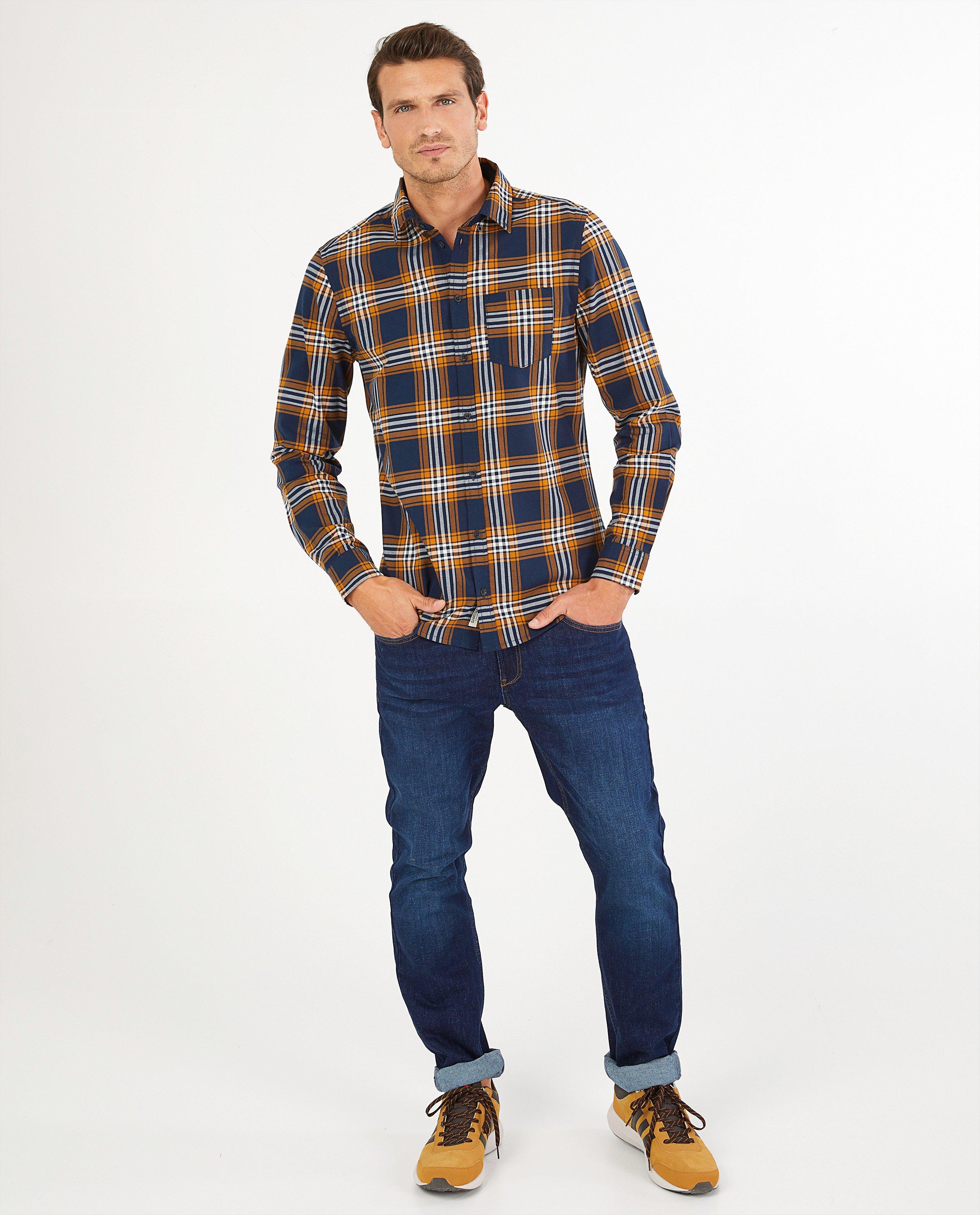 Chemise bleue et orange à carreaux - imprimé intégral - Quarterback