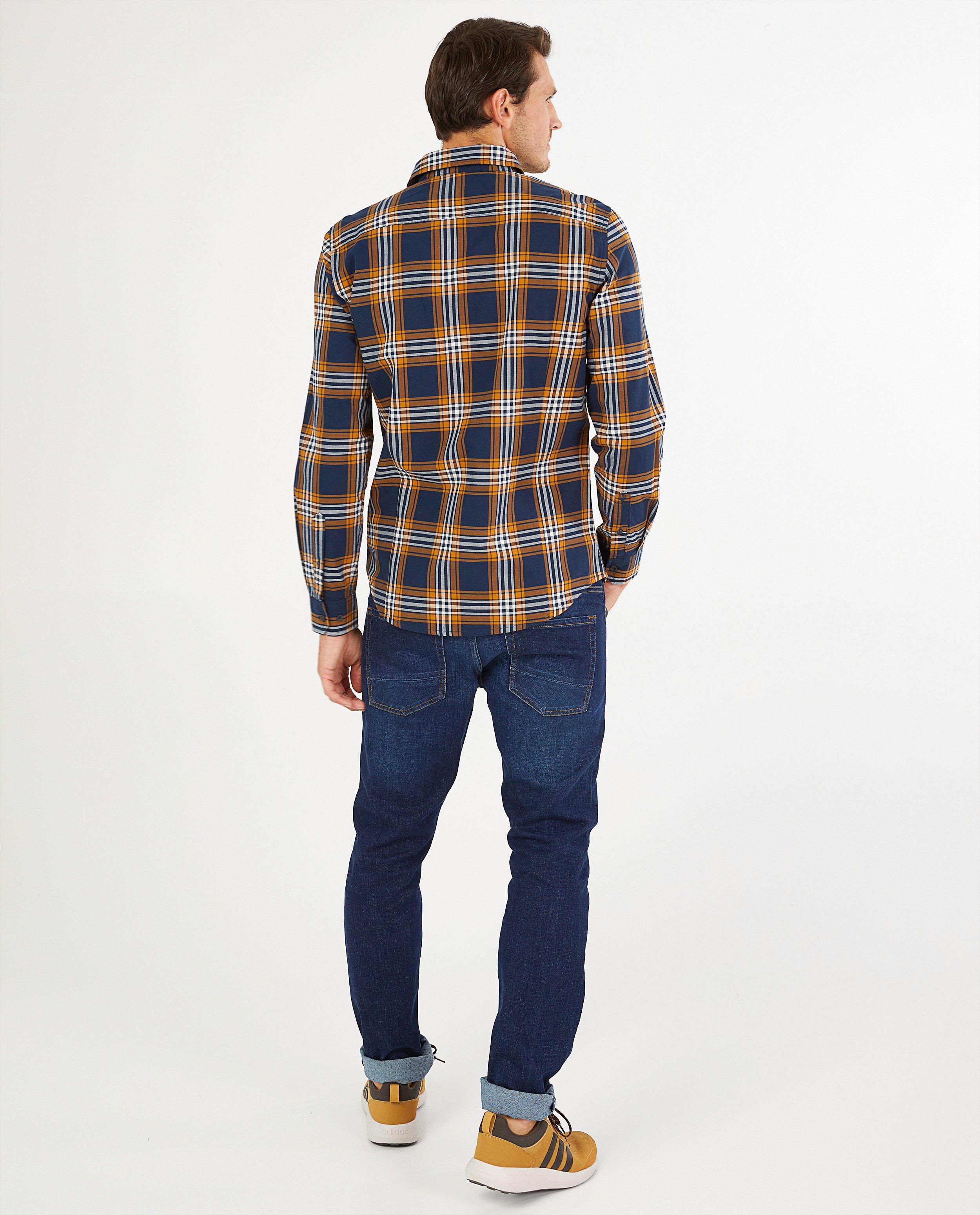 Chemises - Chemise bleue et orange à carreaux