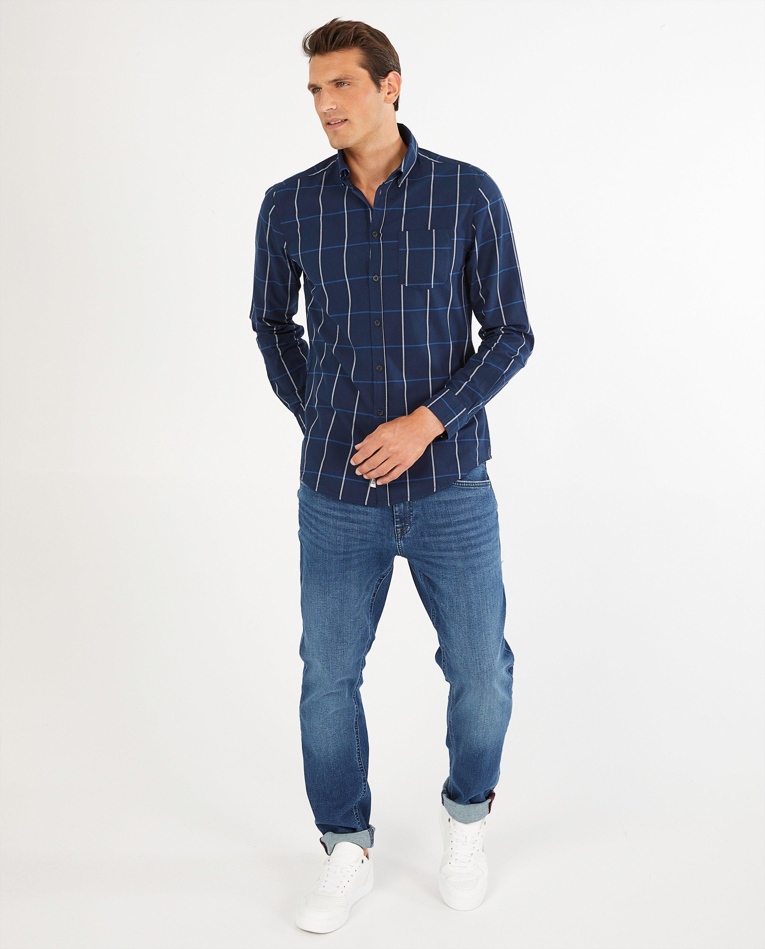 Chemise bleue à carreaux - imprimé intégral - Quarterback