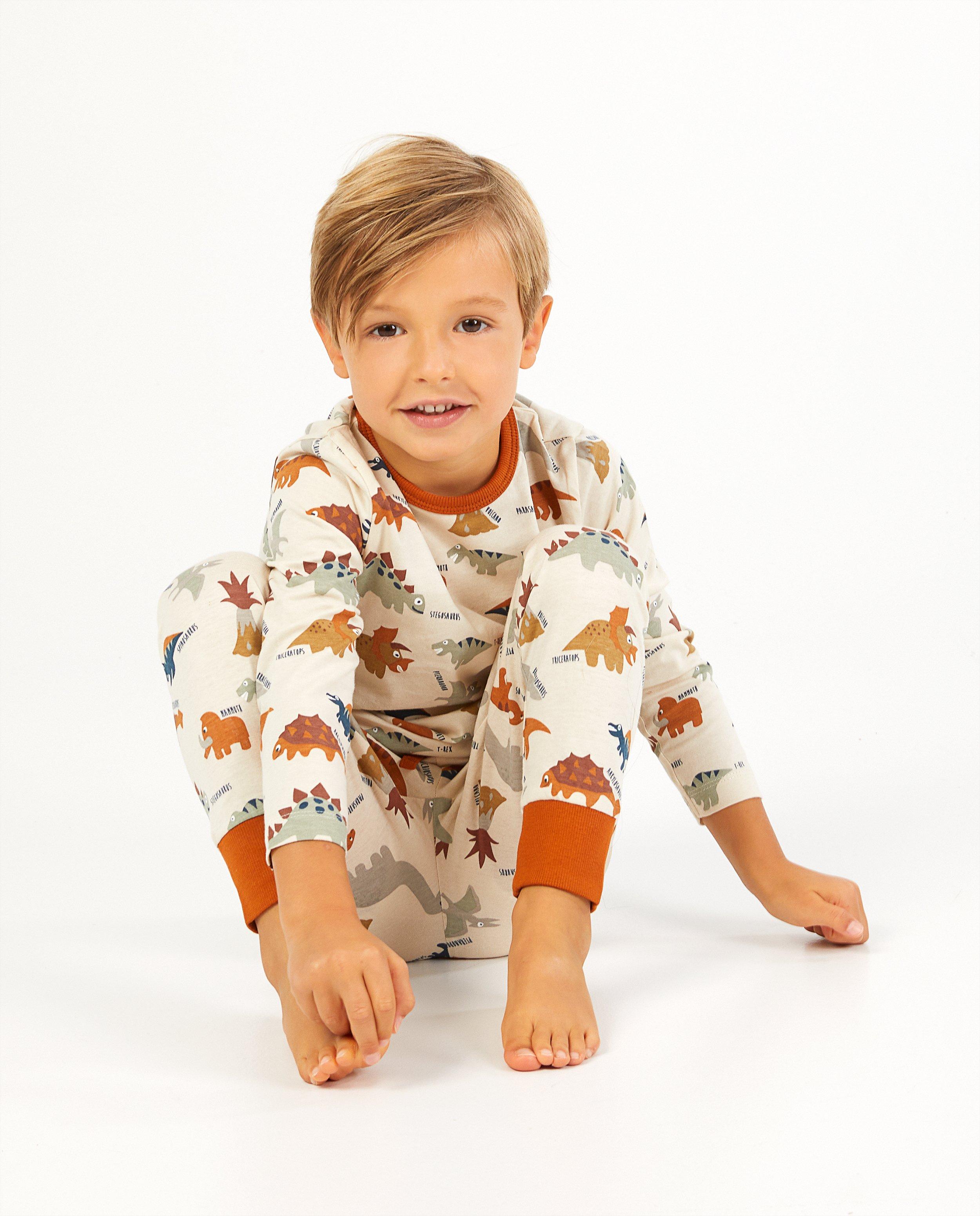 Nachtkleding - Beige pyjama met dino-print
