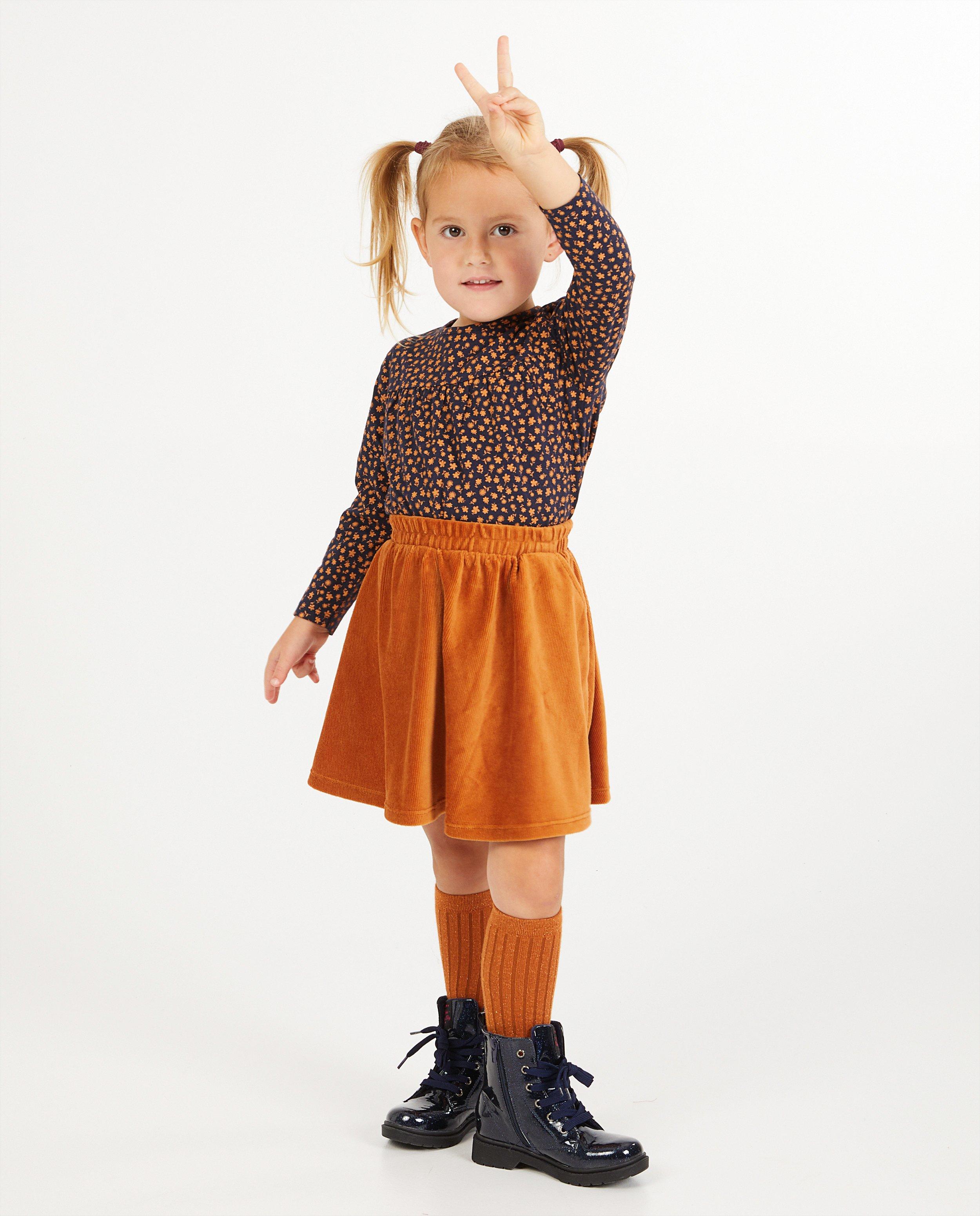Oranje ribfluwelen rok BESTies - fijne rib - Besties