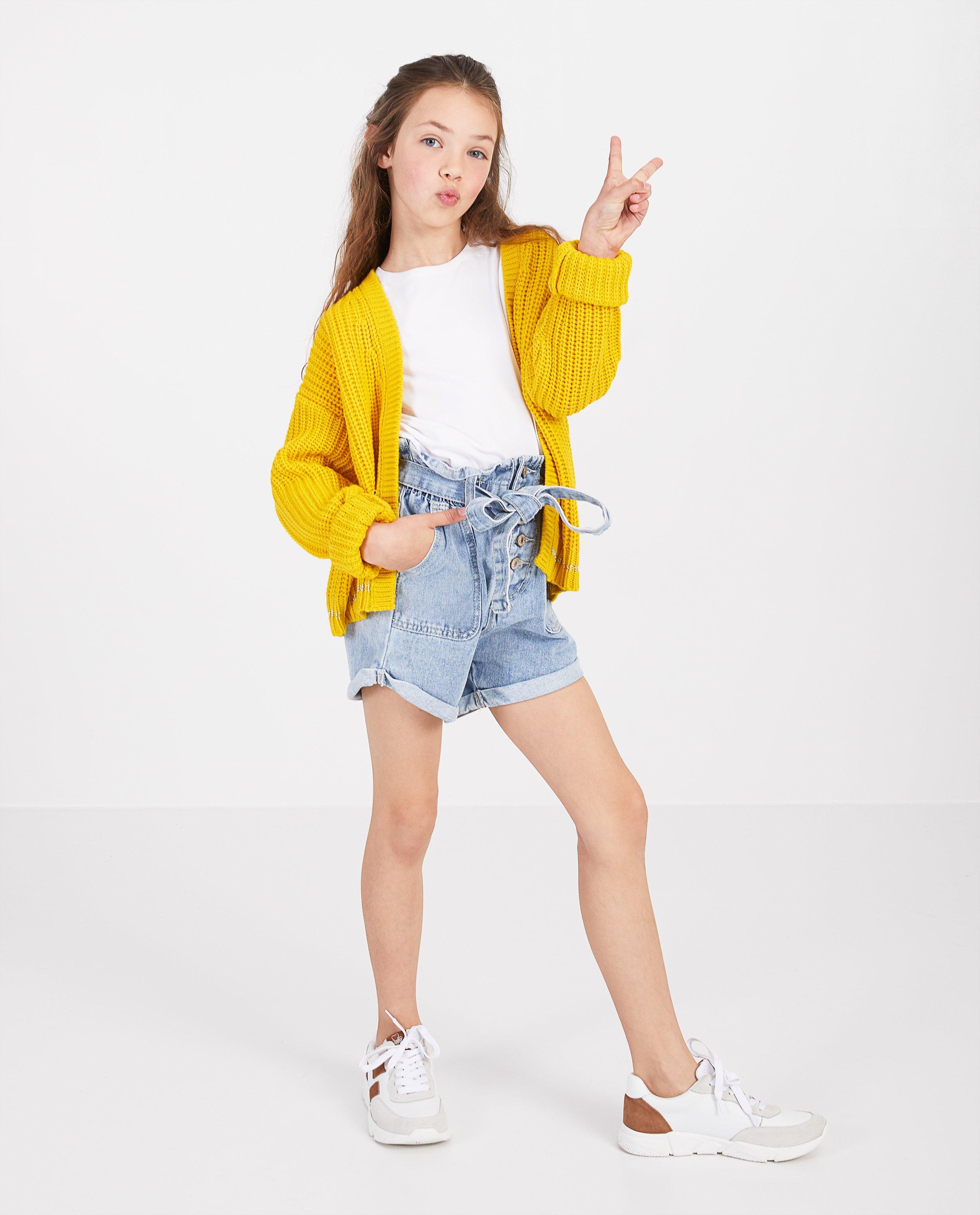 Short bleu, paperbag waist - denim - Paris