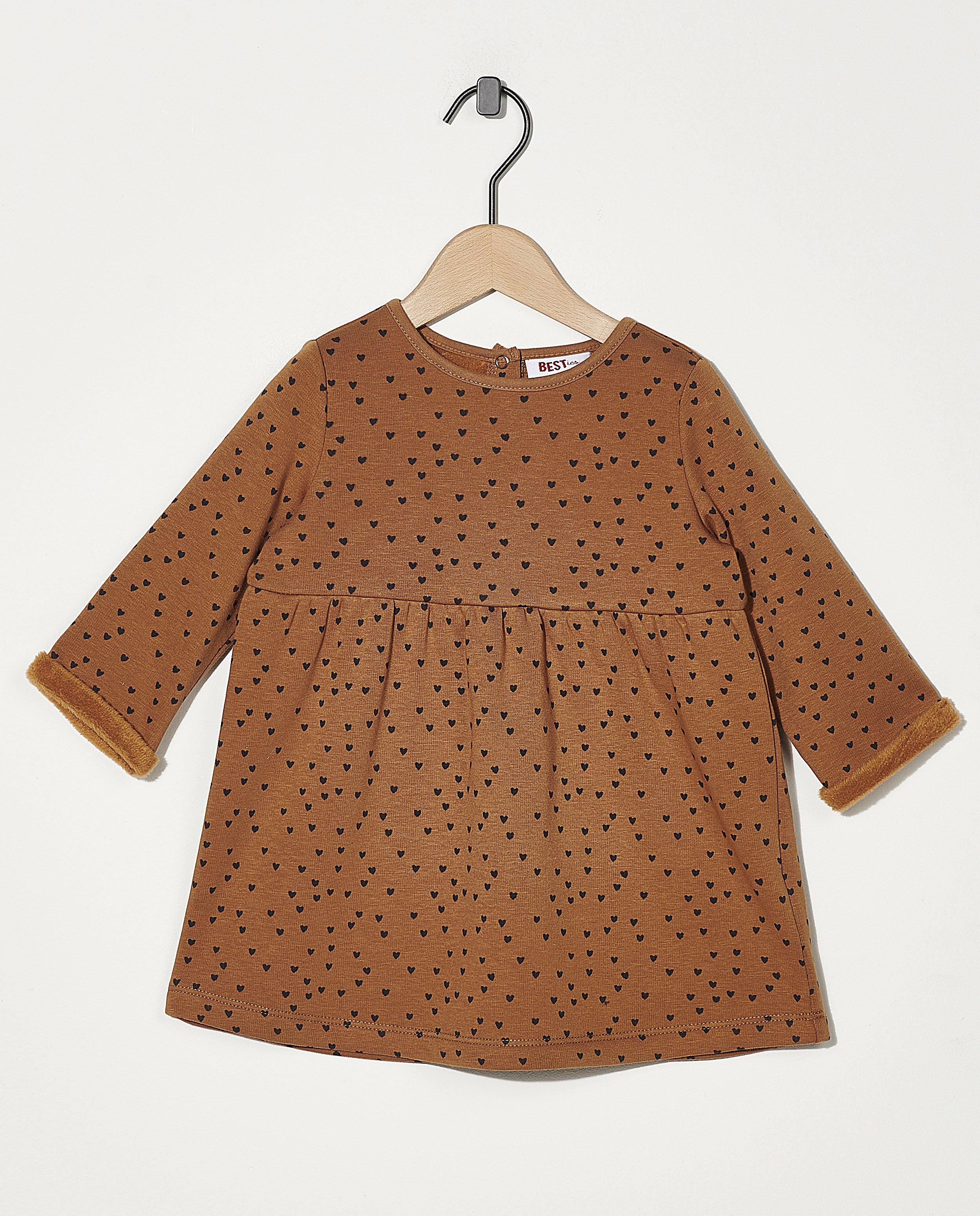 Beige jurk met hartjes BESTies - allover - Cuddles and Smiles
