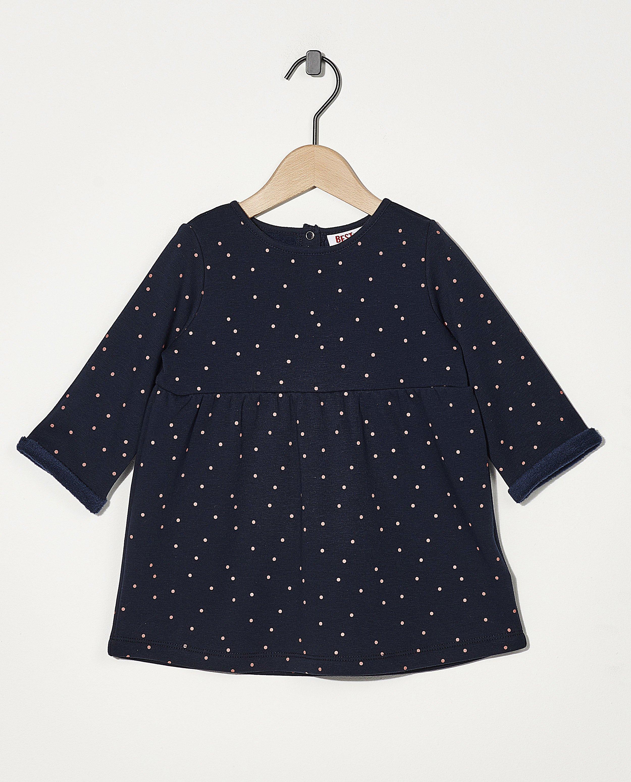 Robe bleue à pois BESTies - imprimé intégral - Cuddles and Smiles