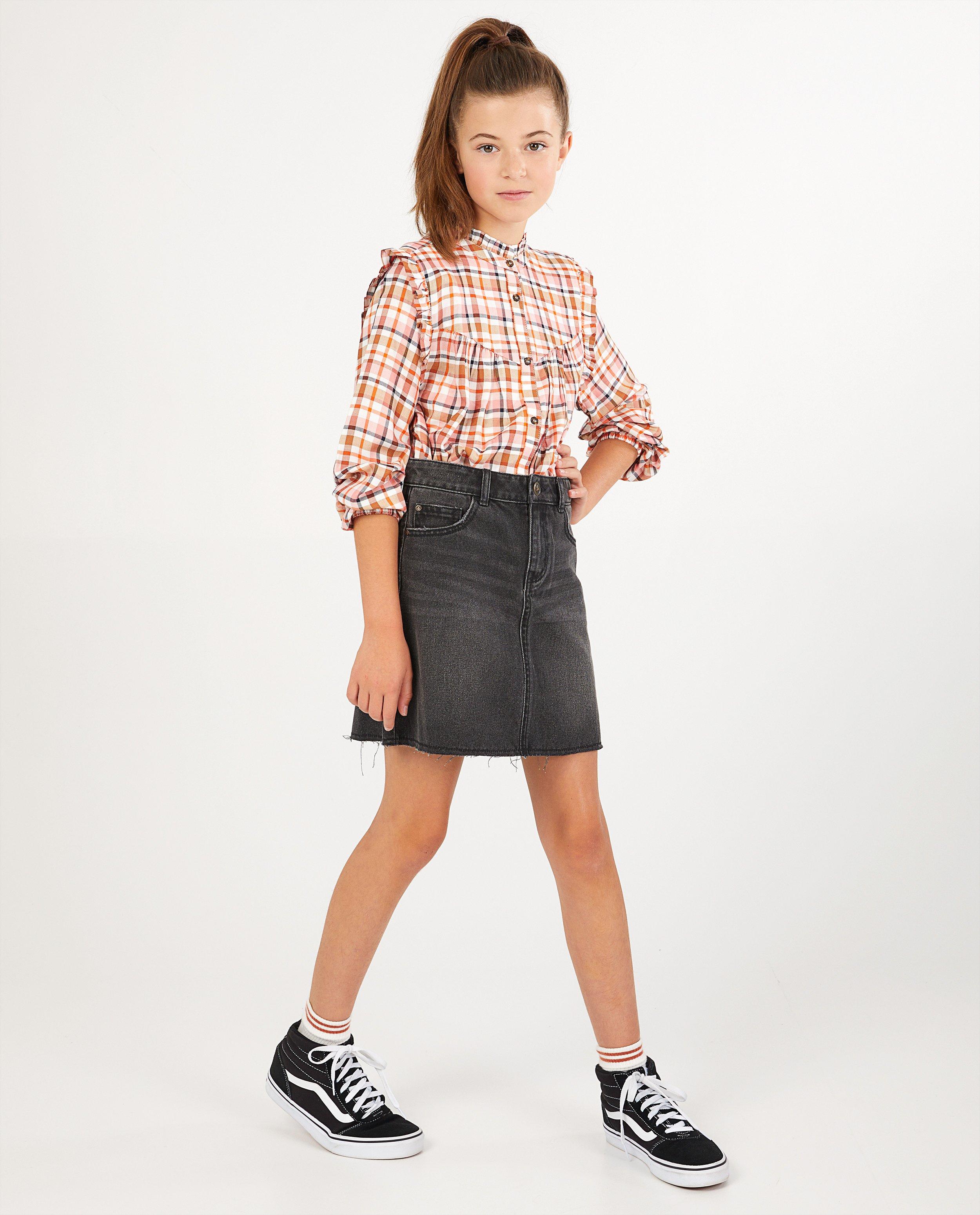 Oranje blouse met ruitpatroon - allover - Fish & Chips