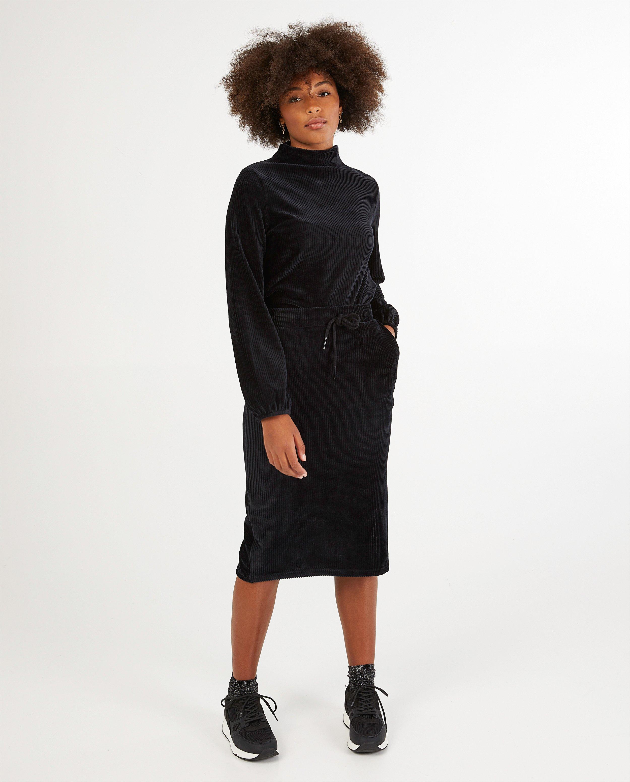 Zwarte ribfluwelen rok Pieces midi Pieces JBC Belgie Belgie