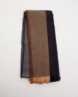 Donkerblauwe sjaal met motief - met franjes - JBC
