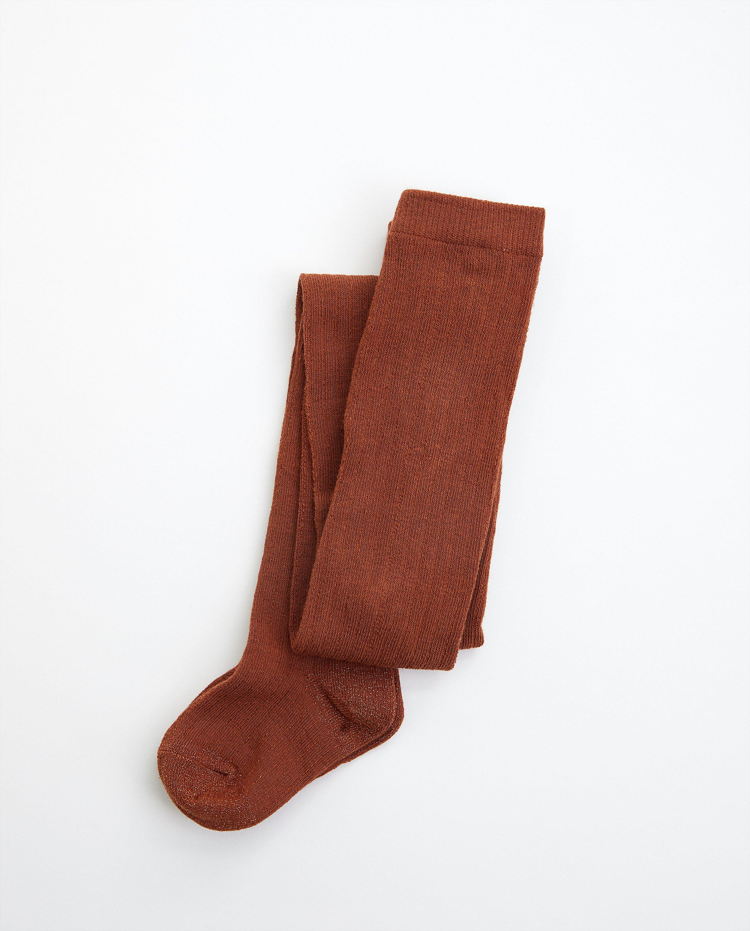 Collants bruns avec relief côtelé - avec fil métallisé - JBC