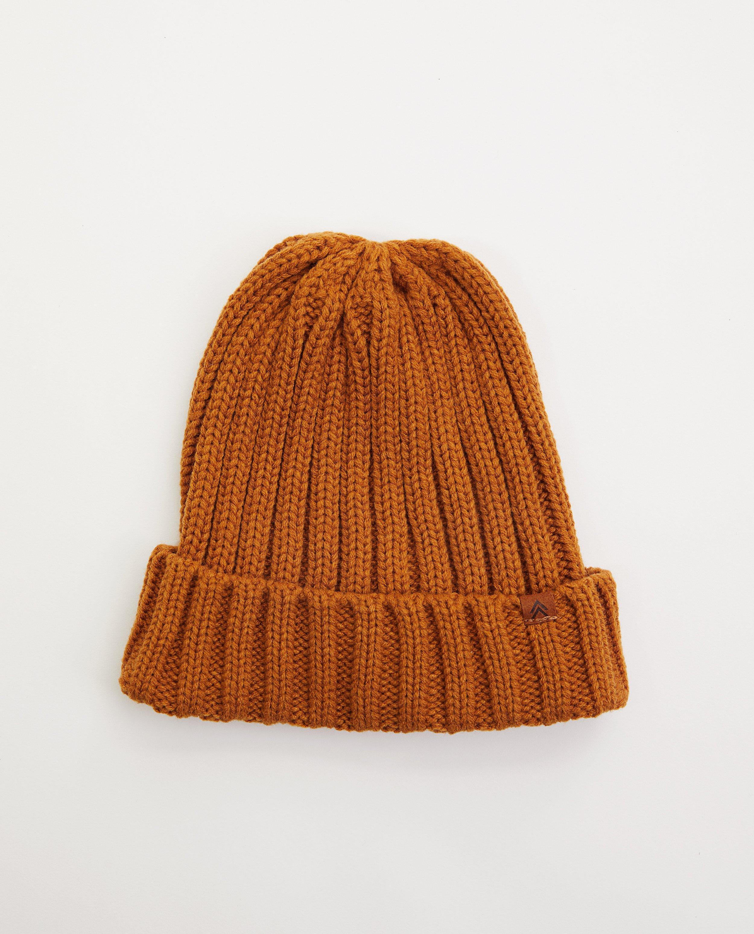 Bonnet ocre à relief côtelé - tricot à grosses mailles - JBC