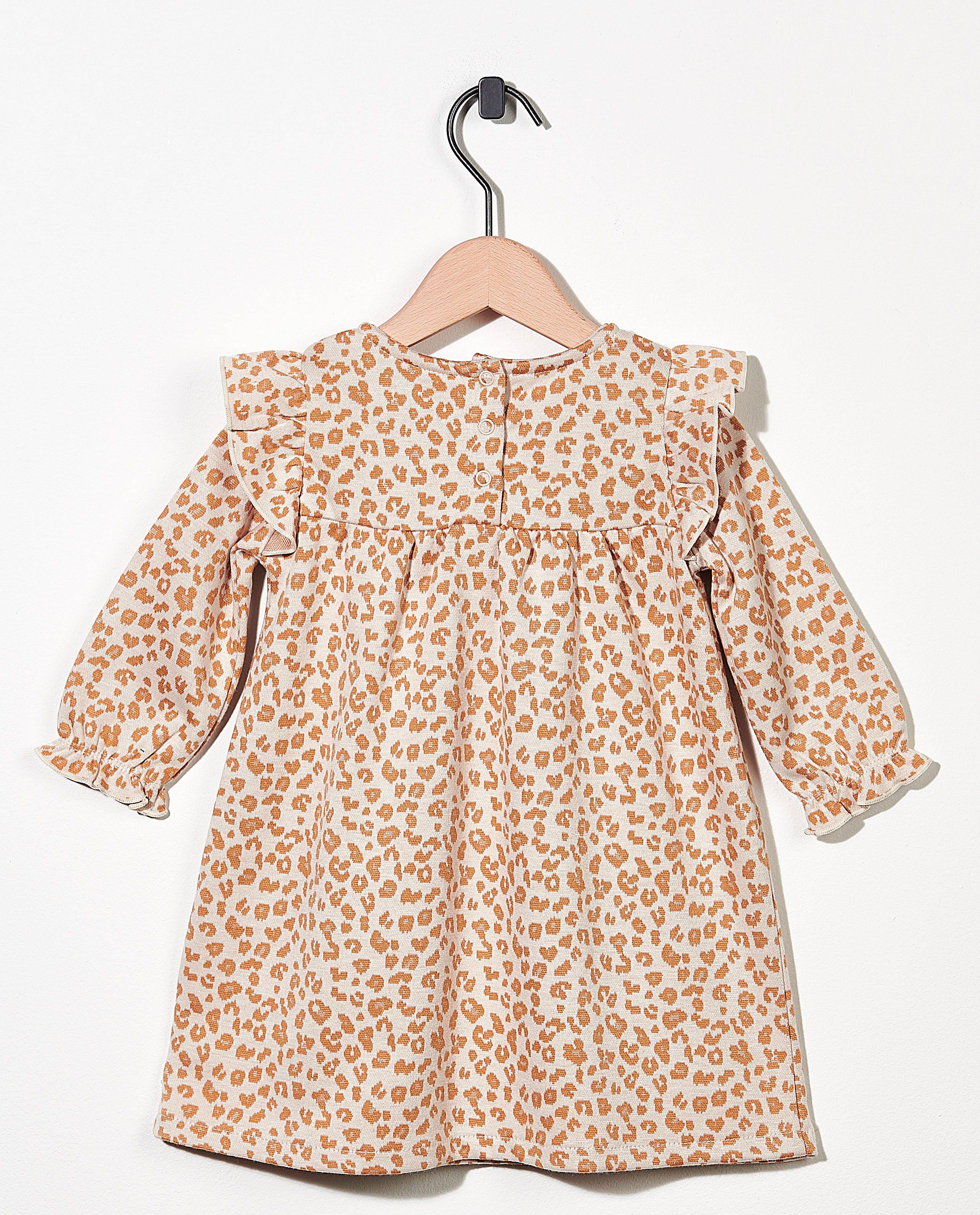 Kleedjes - Beige jurkje met panterprint