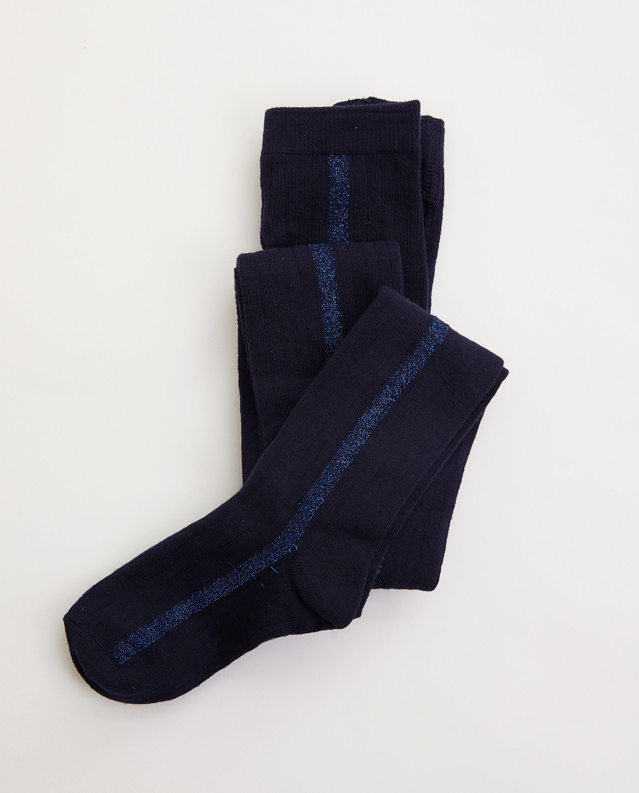 Collants bleus avec relief côtelé - avec fil métallisé - JBC