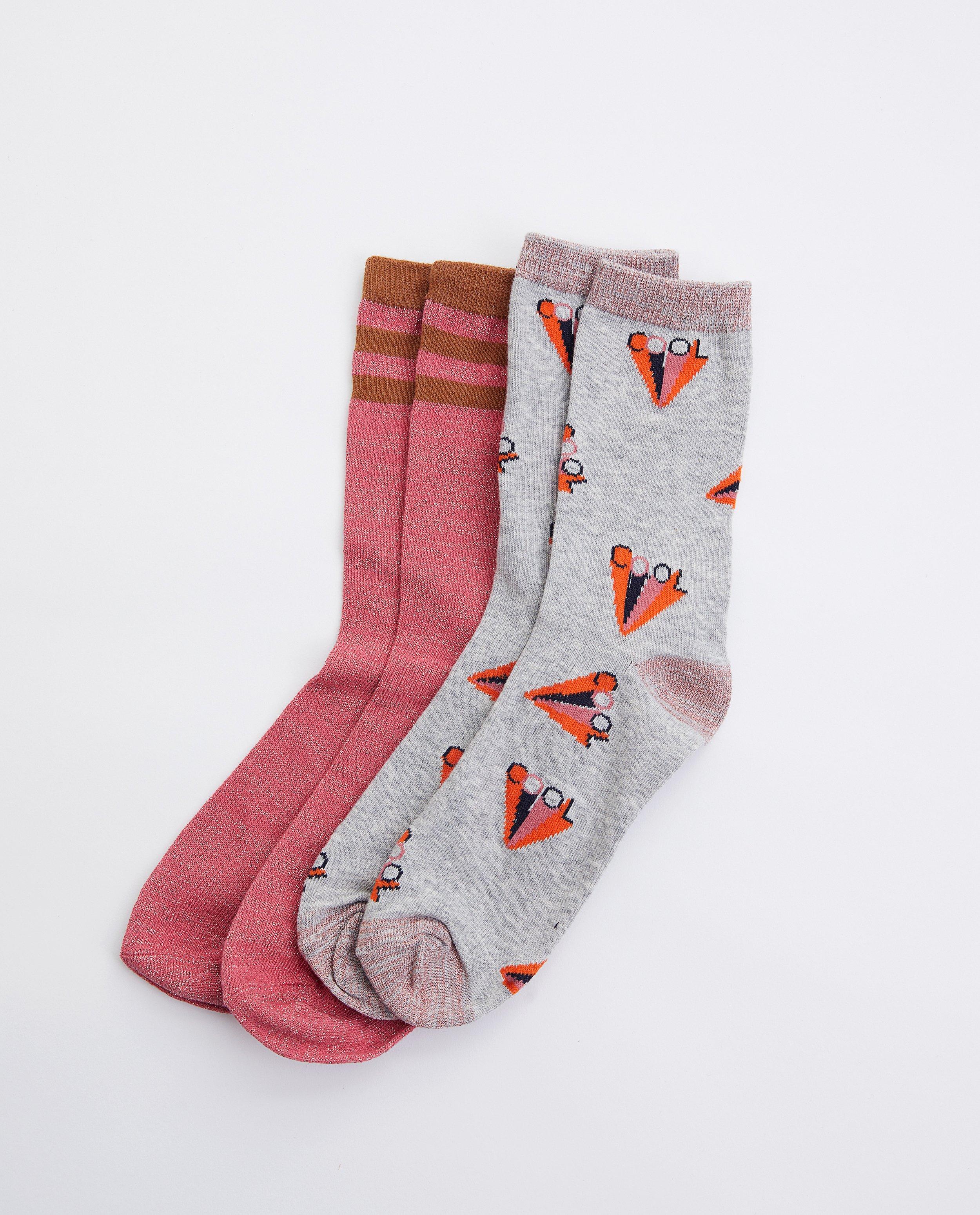 Lot de 2 paires de chaussettes avec imprimé - avec fil métallisé - JBC