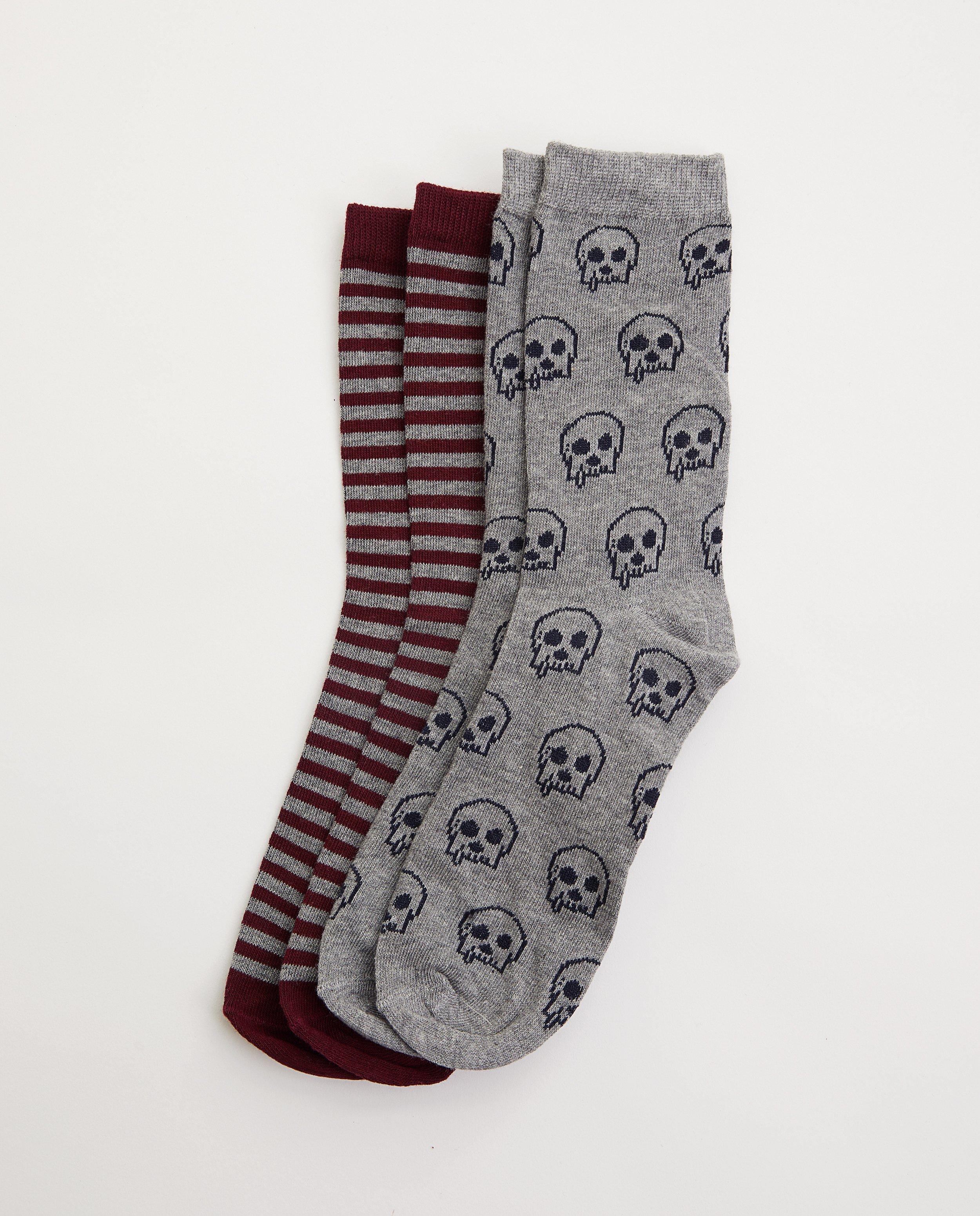 Lot de 2 paires de chaussettes - crâne - avec imprimé - JBC