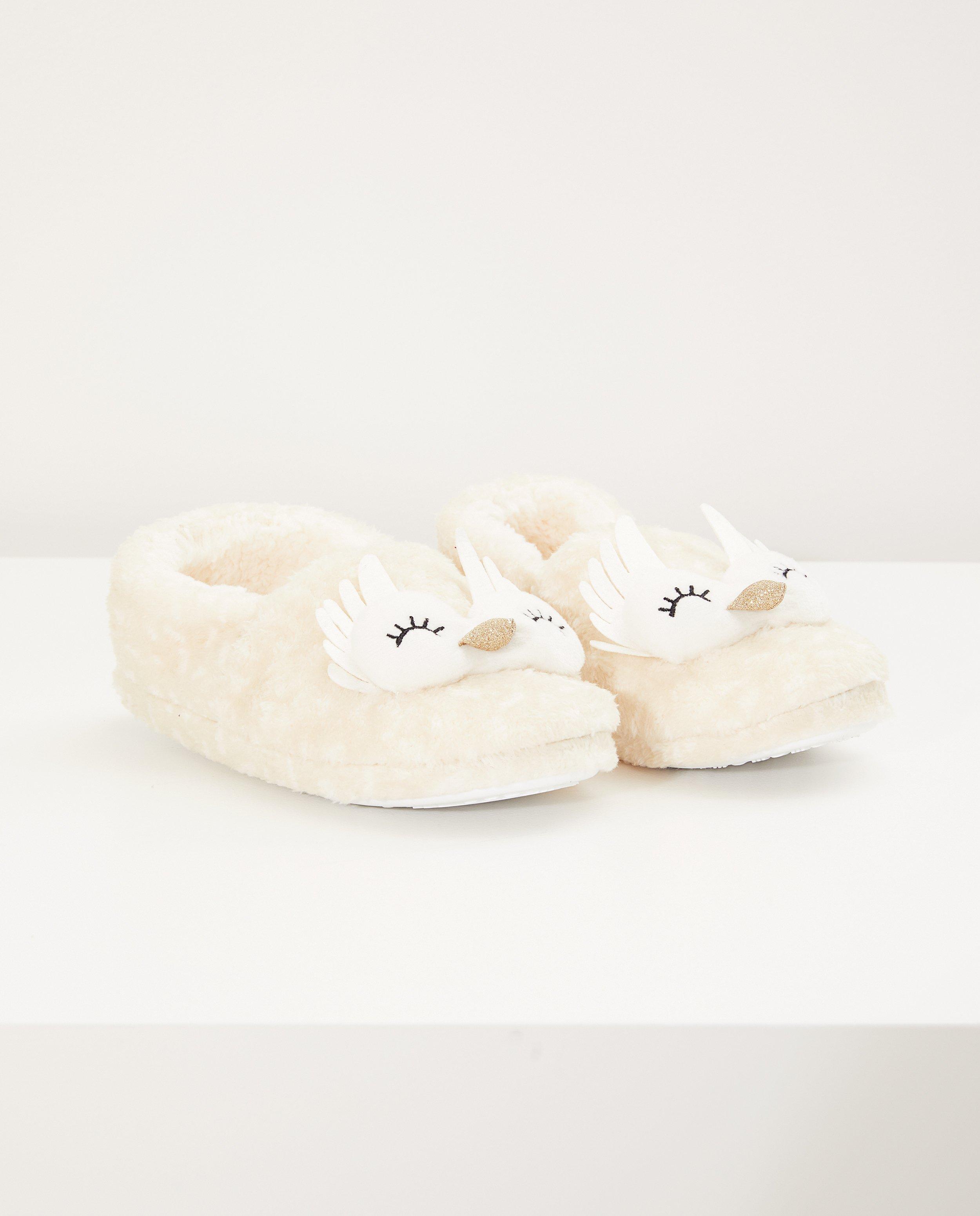 Ecru pantoffels - uil - met glitter - JBC