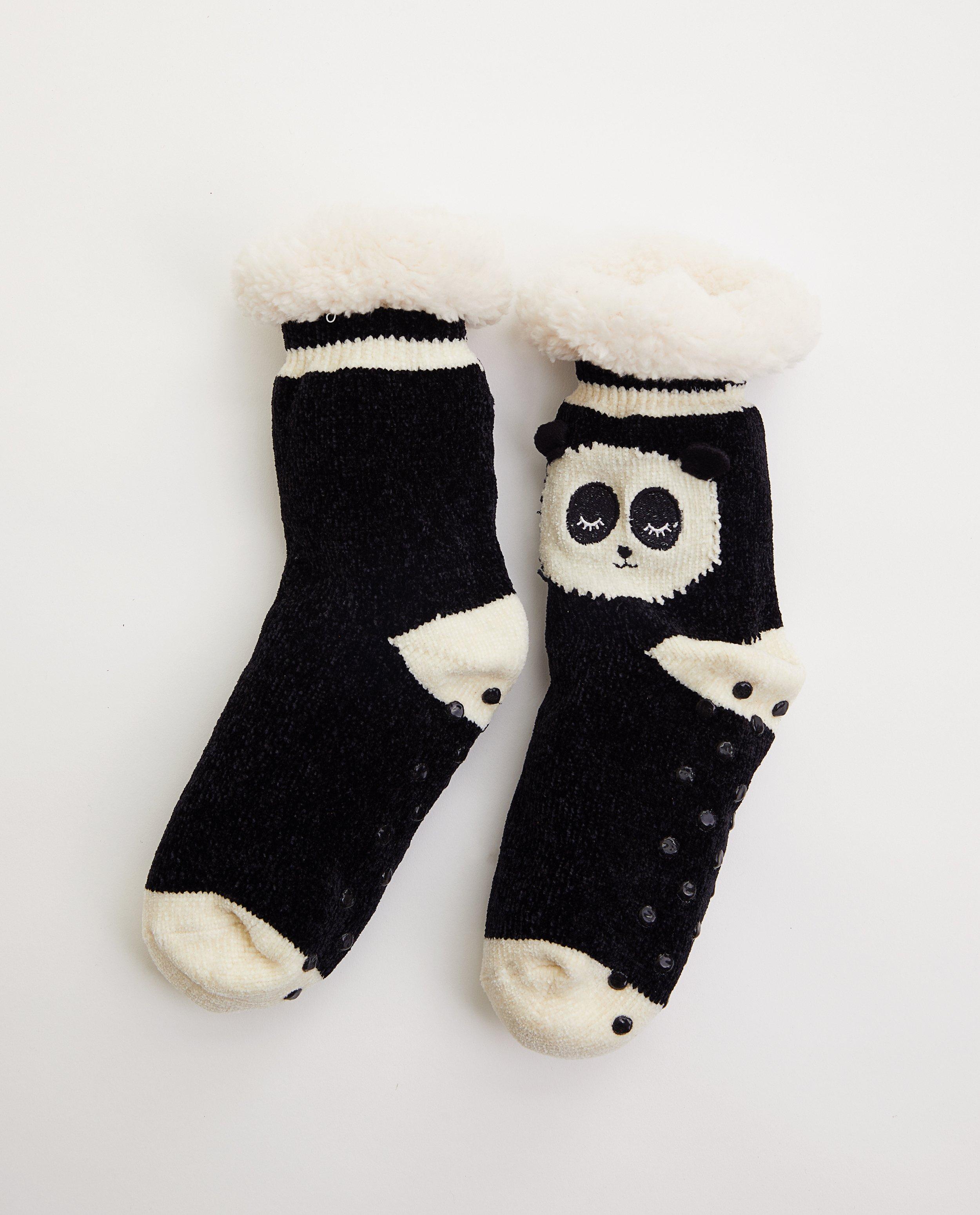Chaussettes antidérapantes - panda - avec fausse fourrure - JBC