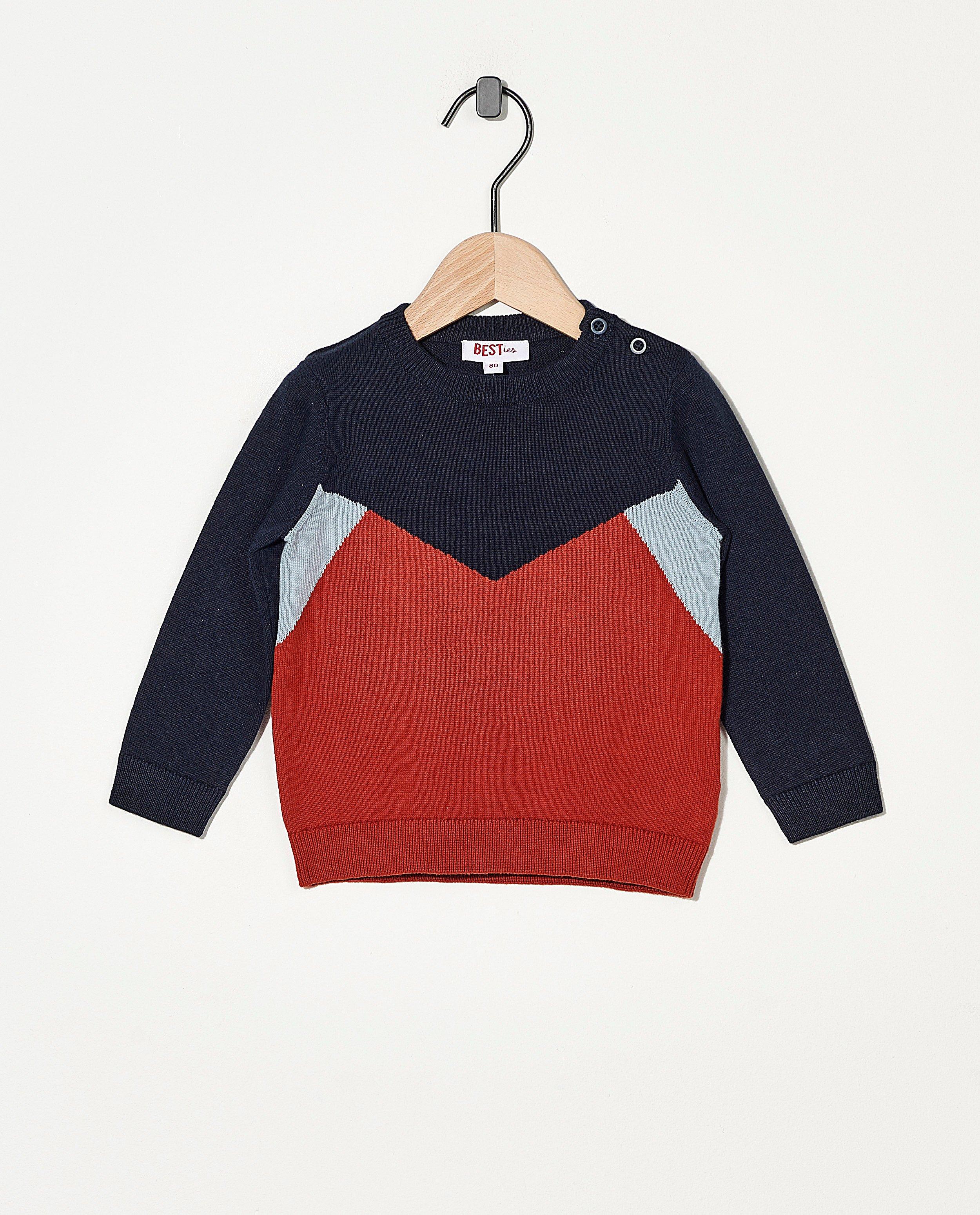 Pull en tricot BESTies - bleu, brun et gris - Besties