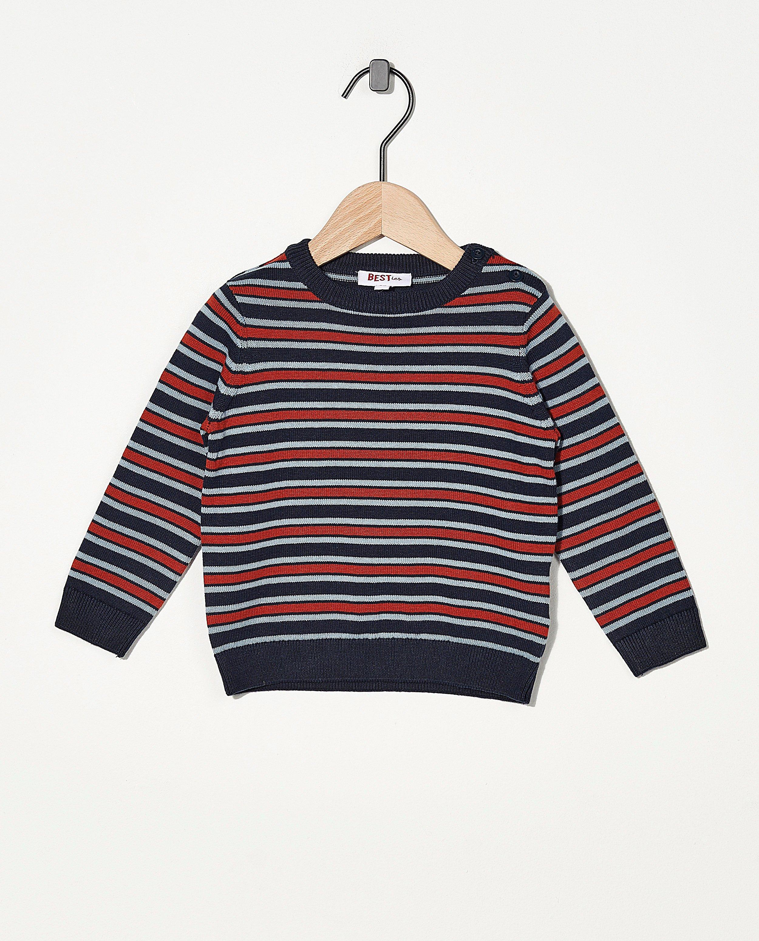 Pull en tricot BESTies - bleu, brun et gris - Besties