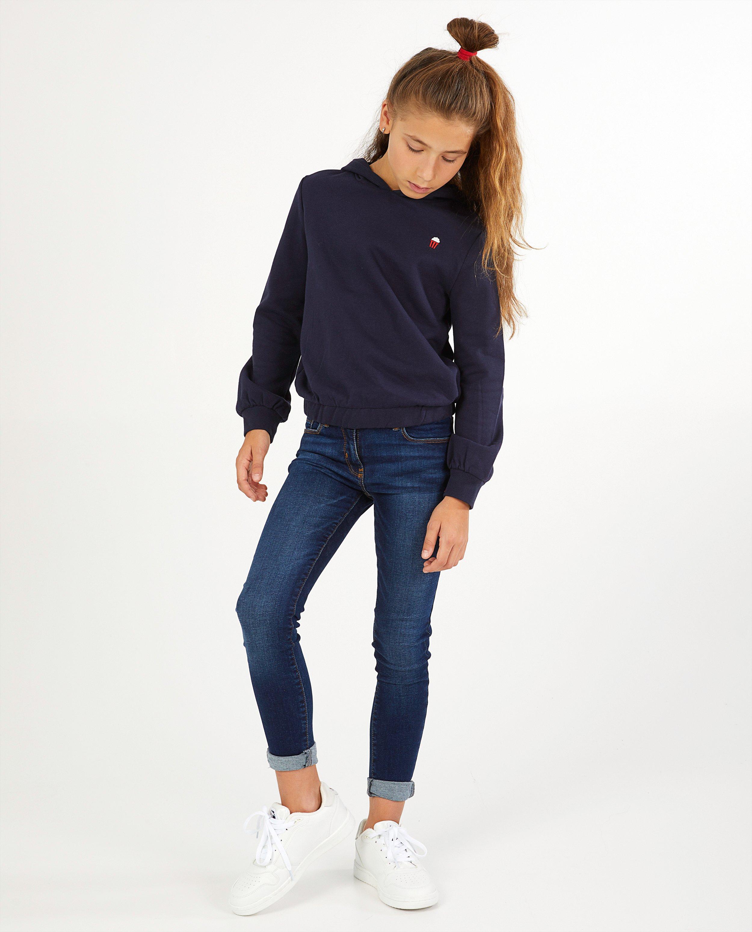 Donkerblauwe cropped hoodie Ketnet - met borduurwerk - Ketnet