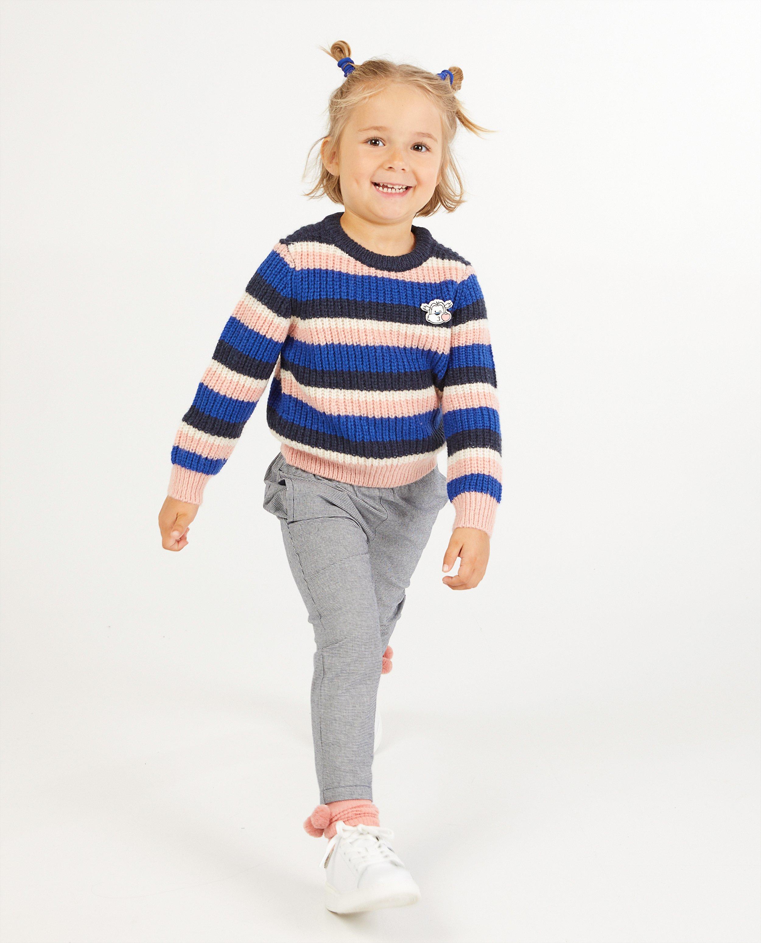 Pull bleu et rose à rayures Samson - imprimé intégral - Fred & Samson