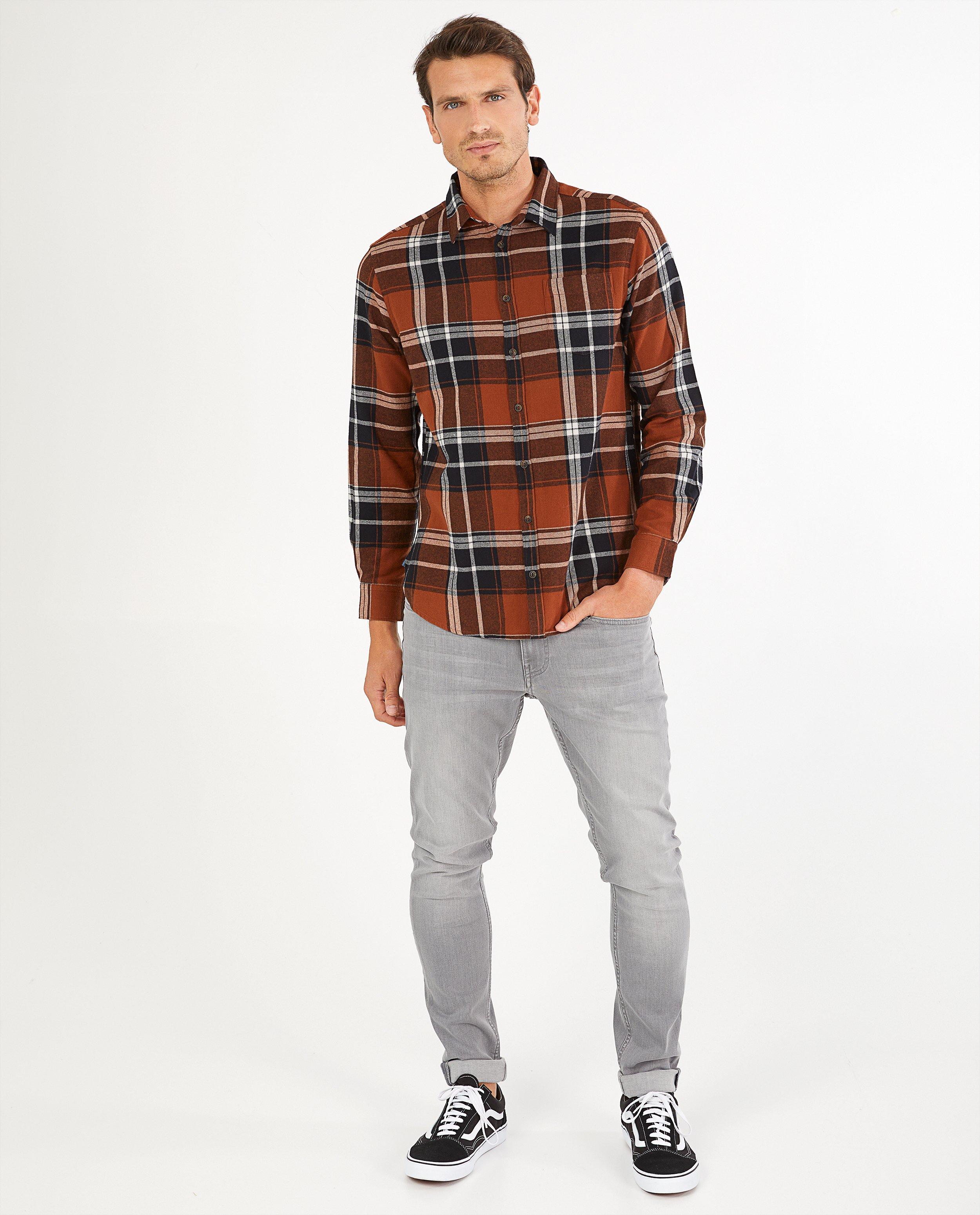 Chemise brun foncé à carreaux - imprimé intégral - Quarterback