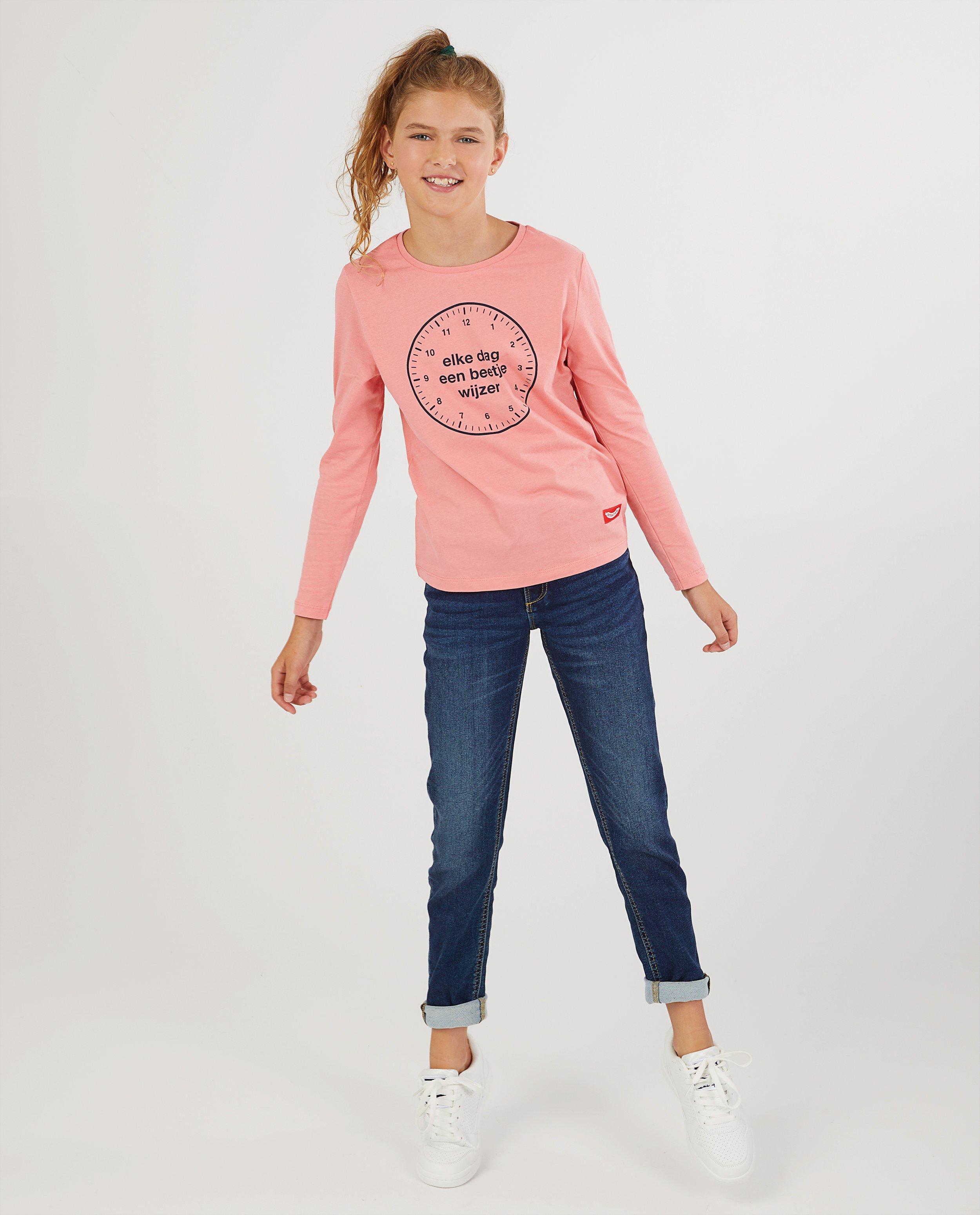 Roze longsleeve met print Stratier - klok - Stratier