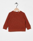 Bruine sweater van biokatoen - met opschrift - Cuddles and Smiles