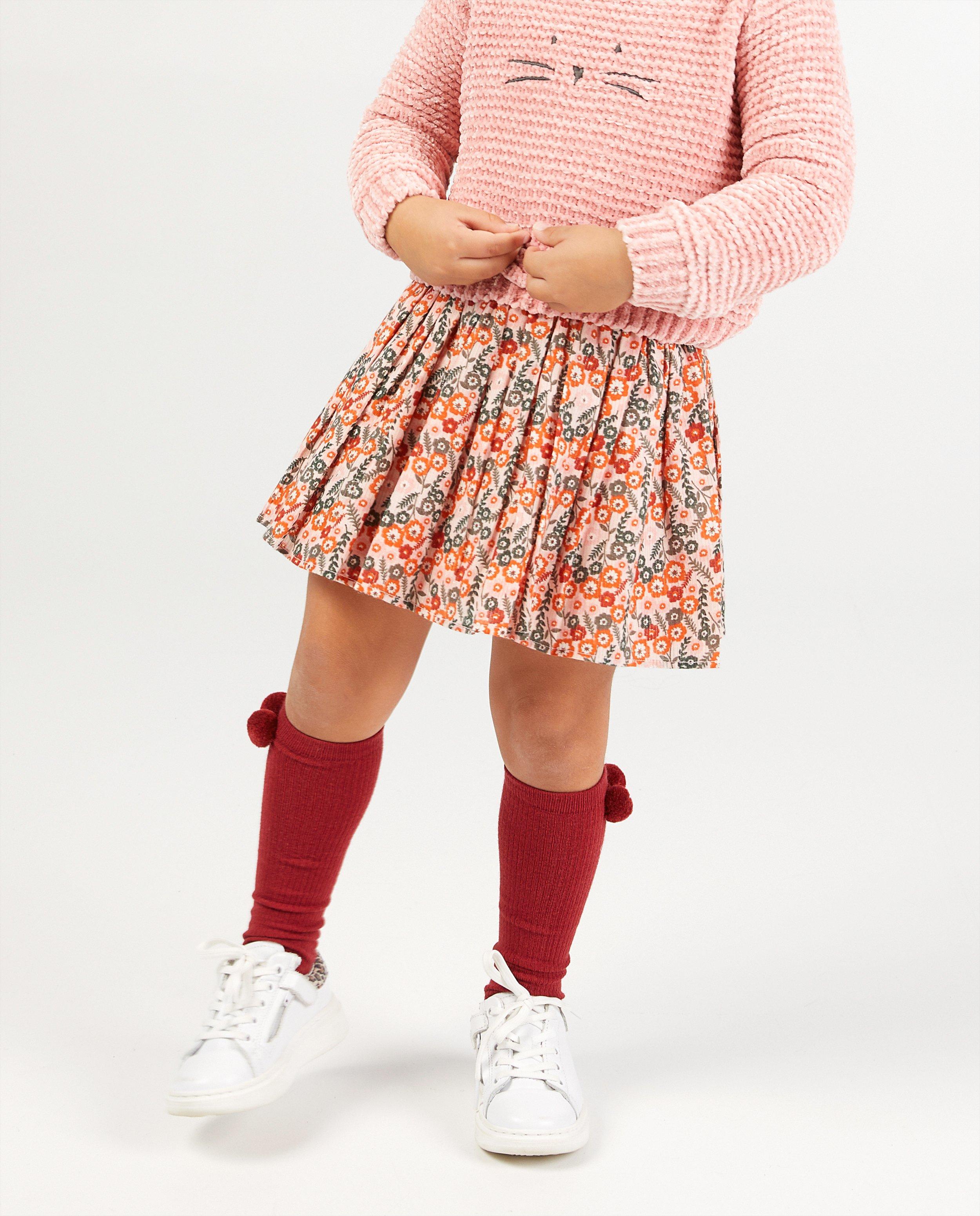 Rokken - Roze rok met bloemetjes