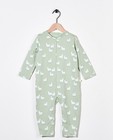 Pyjama vert pâle en coton bio - imprimé intégral de lamas - Cuddles and Smiles