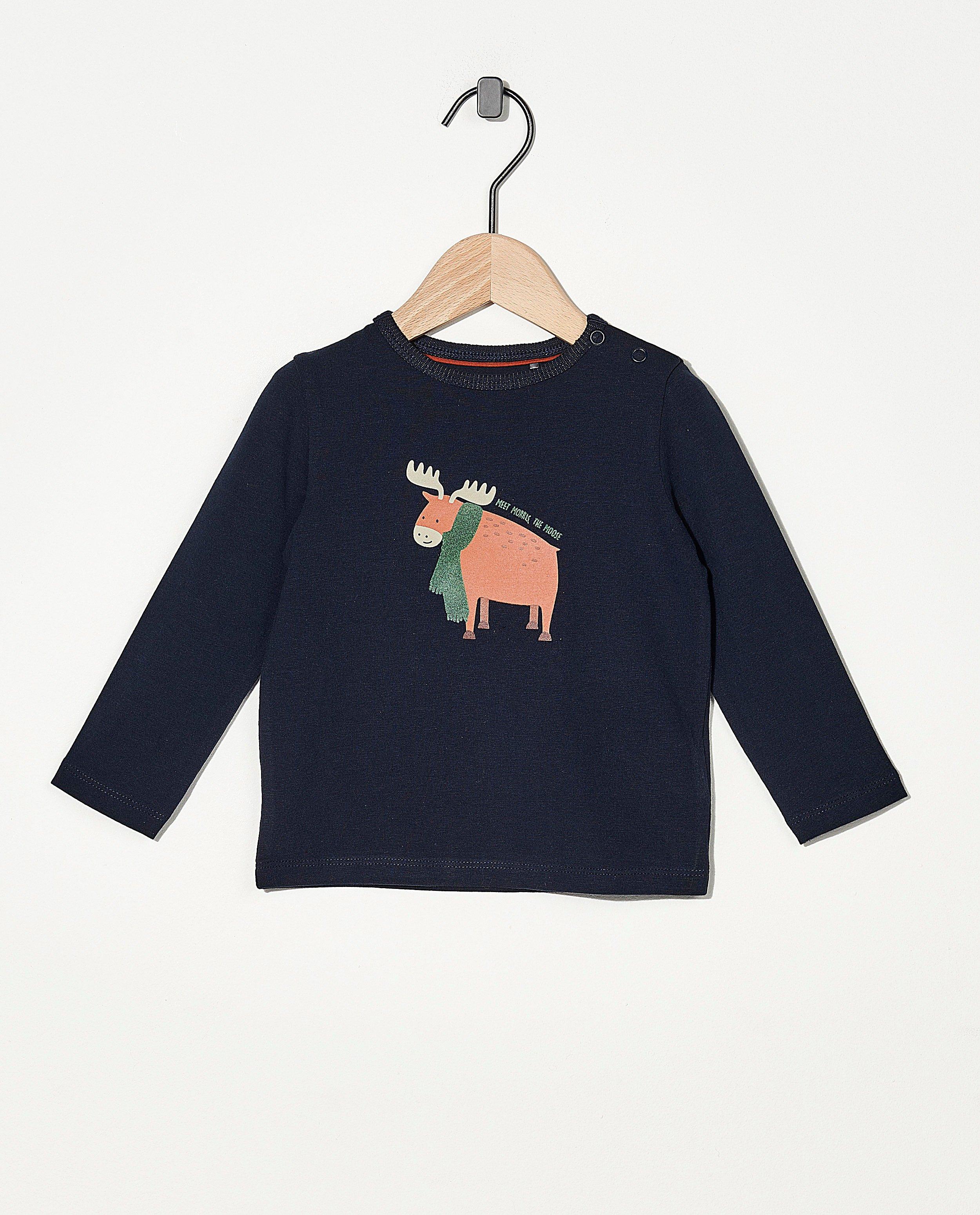 T-shirt bleu à manches longues, imprimé - stretch - Cuddles and Smiles