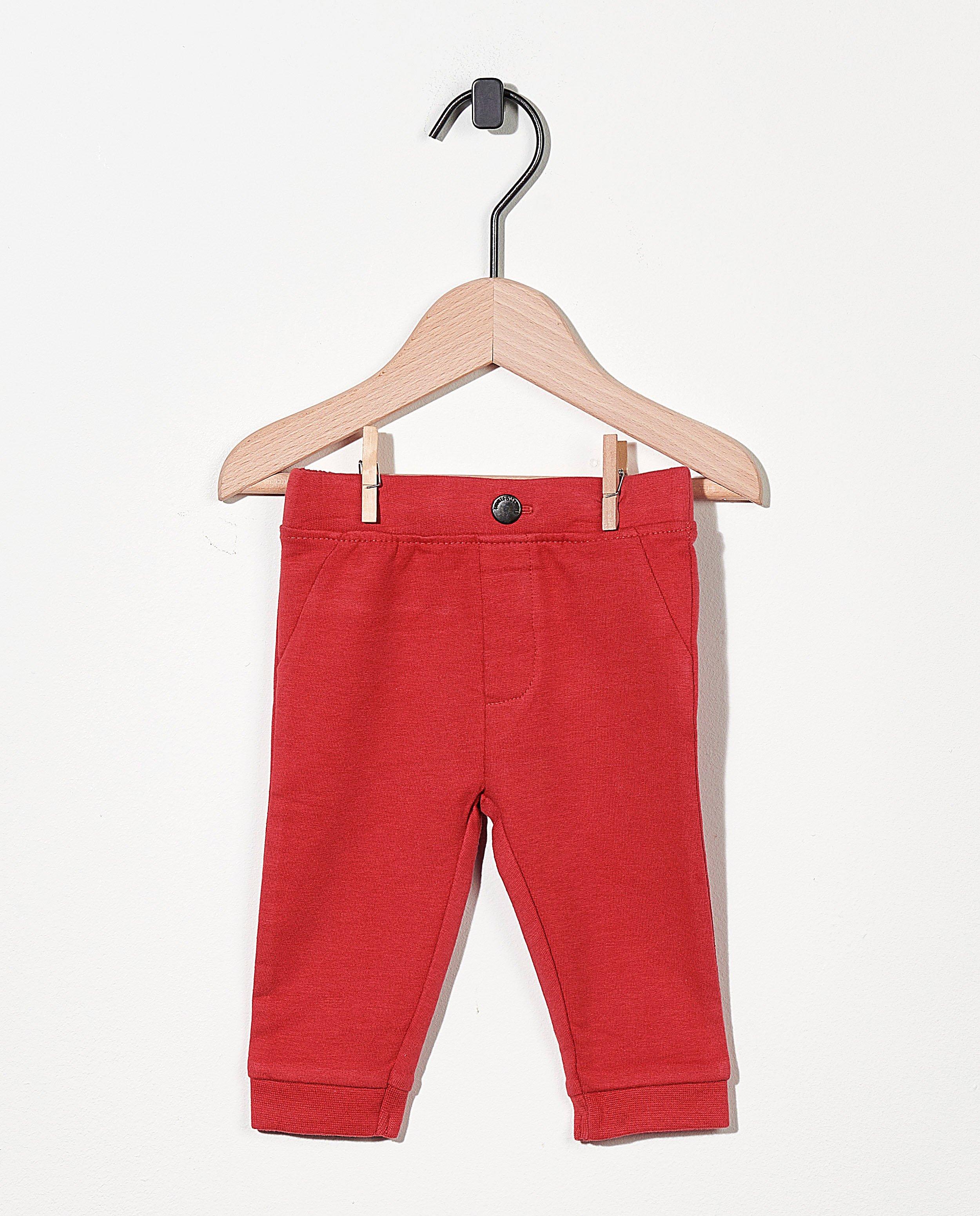 Oranjerode broek van biokatoen - stretch - Newborn 50-68