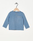 T-shirt bleu à manches longues avec une petite poche de poitrine - en coton bio - Newborn 50-68