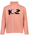 T-shirt rose à manches longues en coton bio - imprimé orné de paillettes - K3