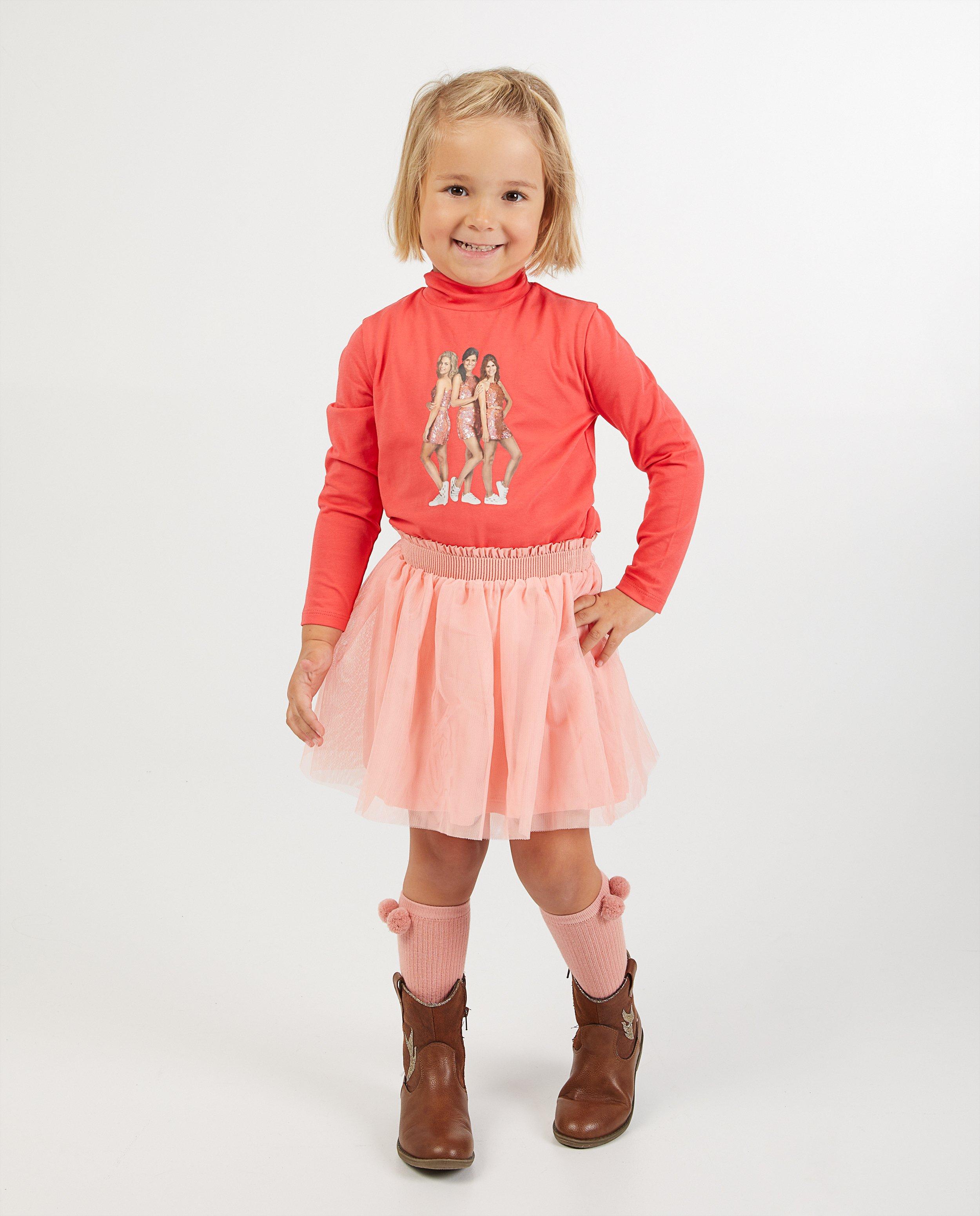 Roze longsleeve met print K3 - met rolkraag - K3