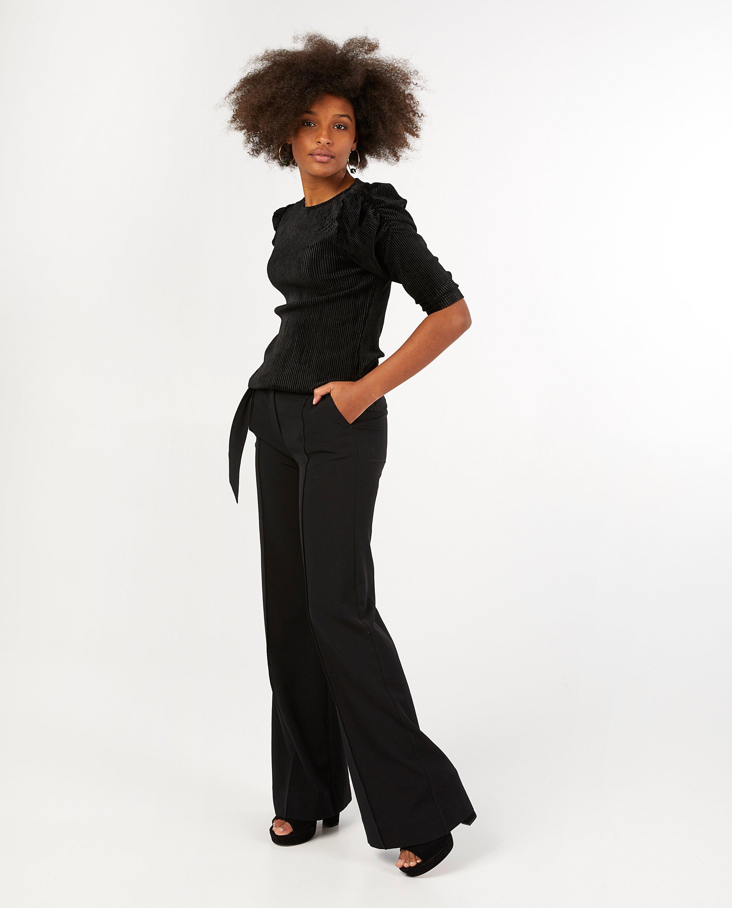 Pantalon noir avec ceinture Sora - jambes larges - Sora