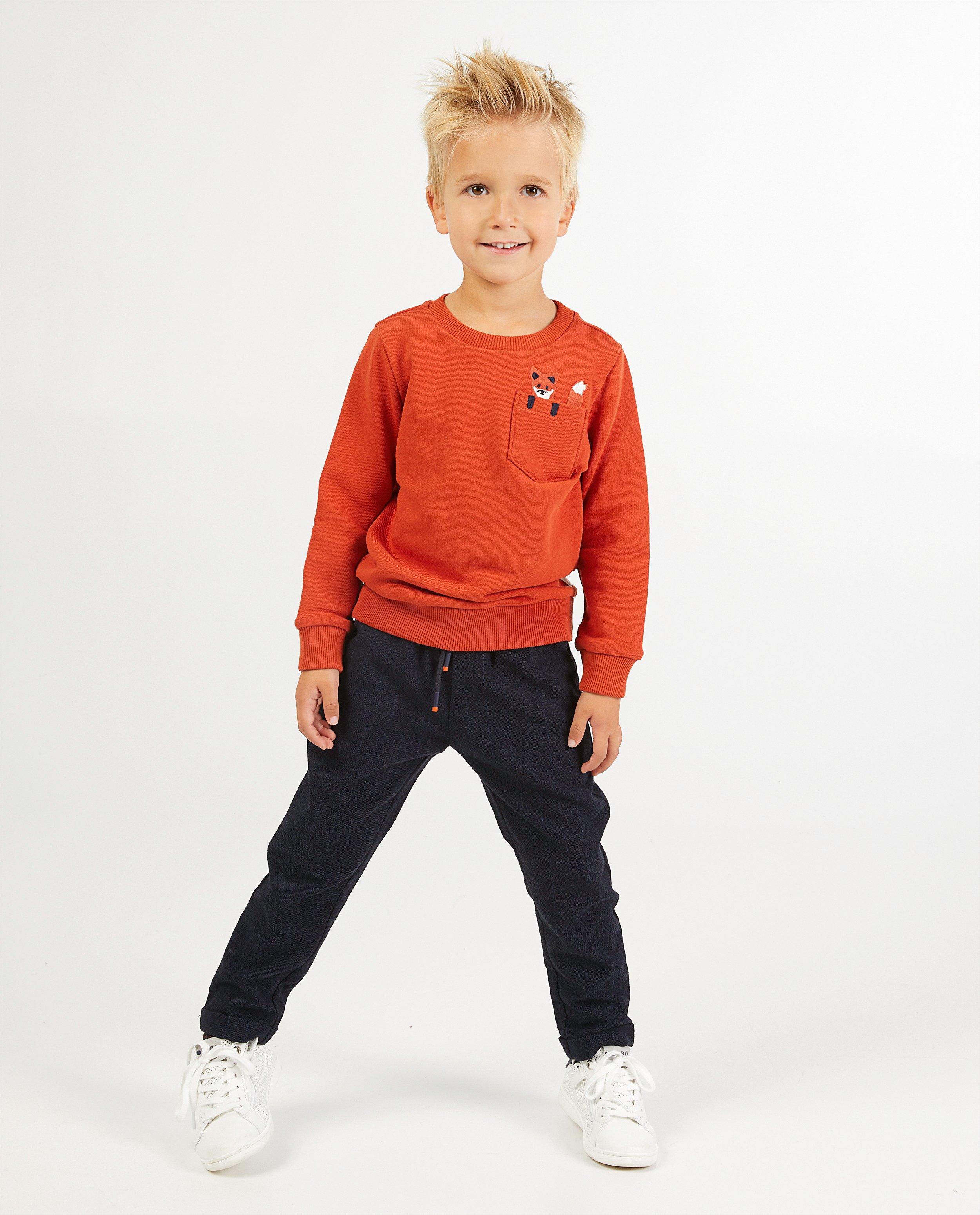 Oranje sweater met vos Hampton Bays - in de borstzak - Hampton Bays