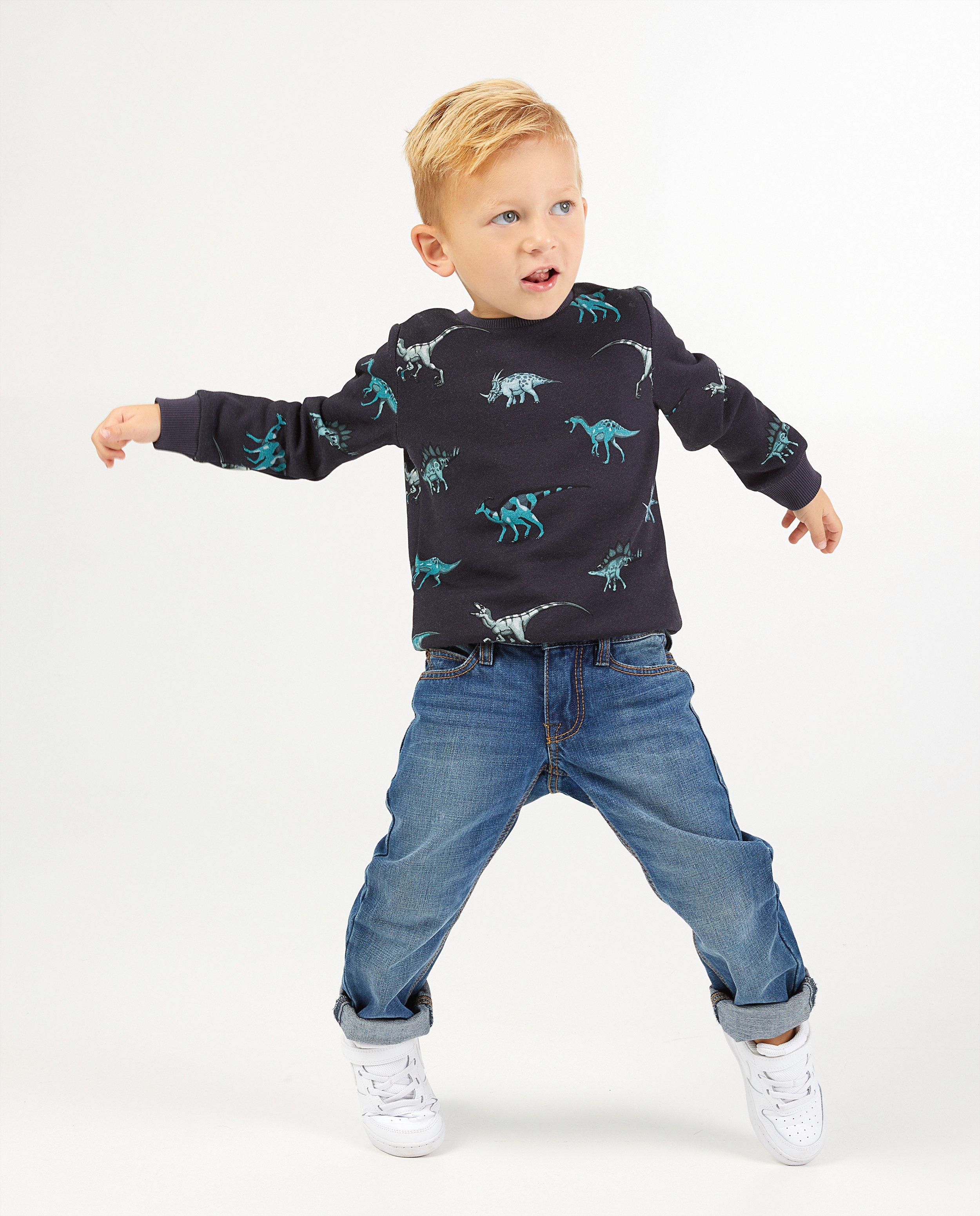 Sweat bleu avec imprimé de dinos - intégral - Kidz Nation