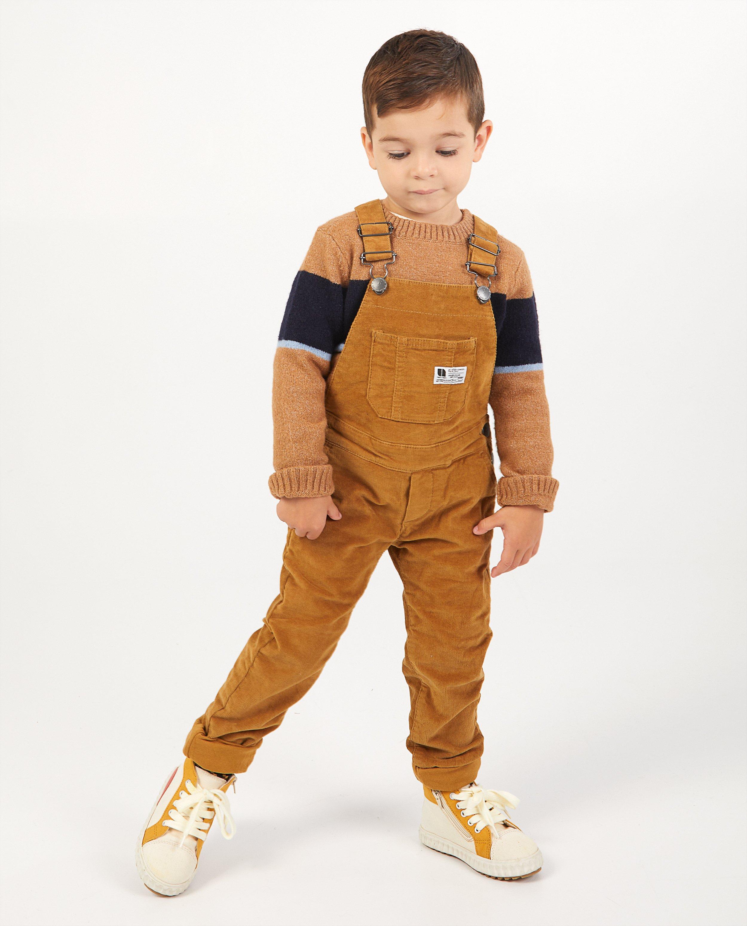Bruine salopette van ribfluweel - fijne rib - Kidz Nation