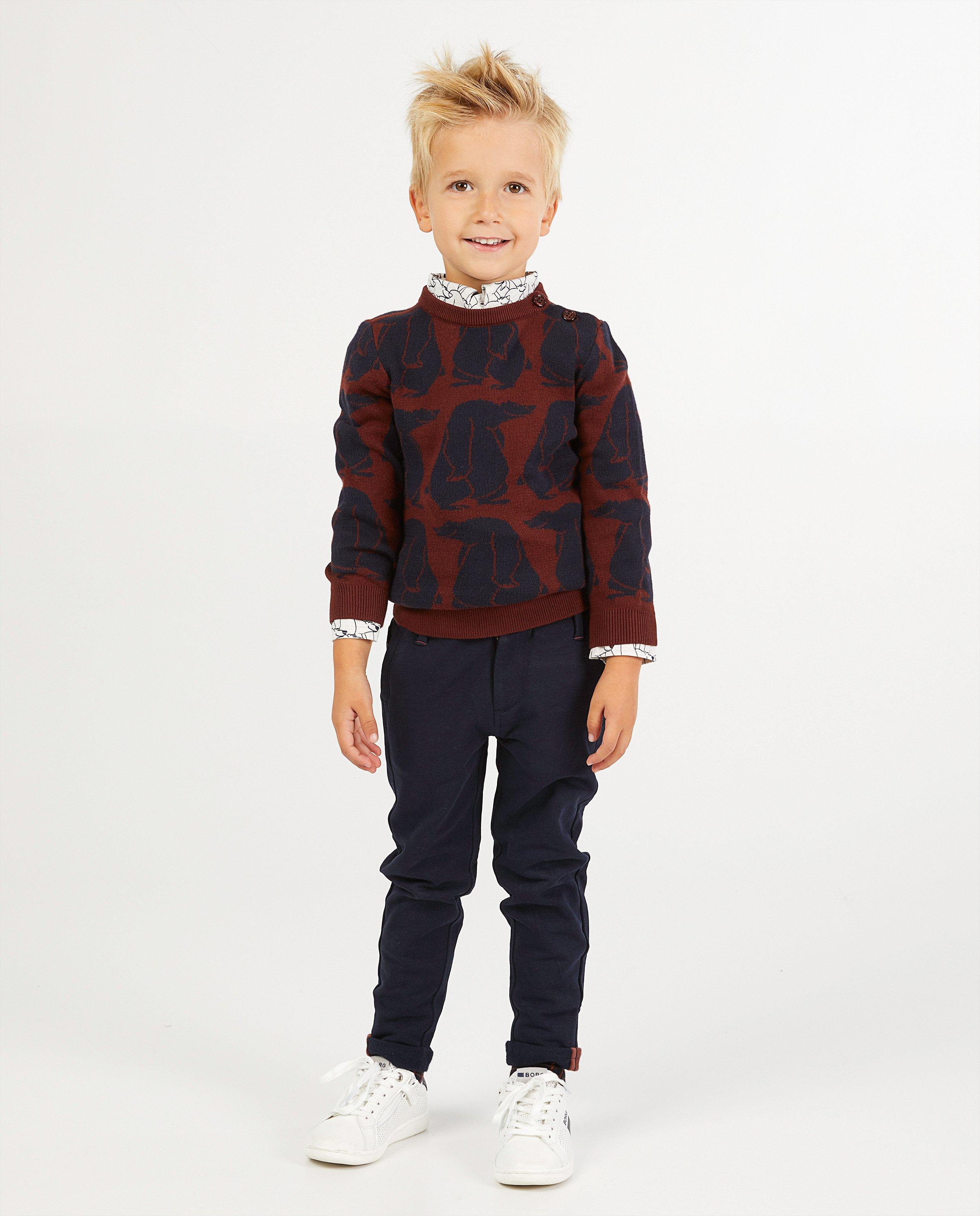 Pull brun avec un imprimé d’ours Vic le Viking - en fin tricot - Vic le Viking