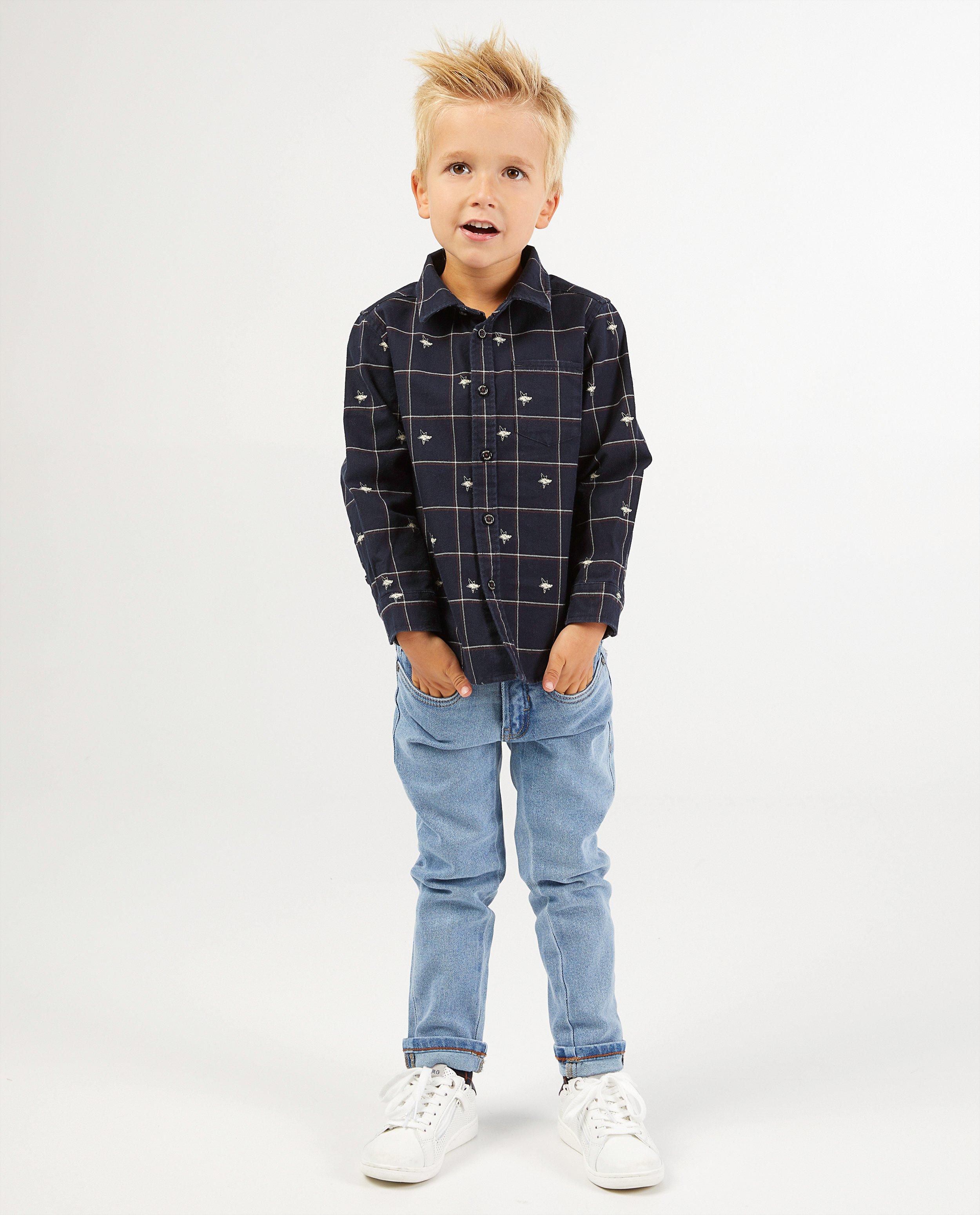 Donkerblauw hemd met print Wickie - allover - Wickie