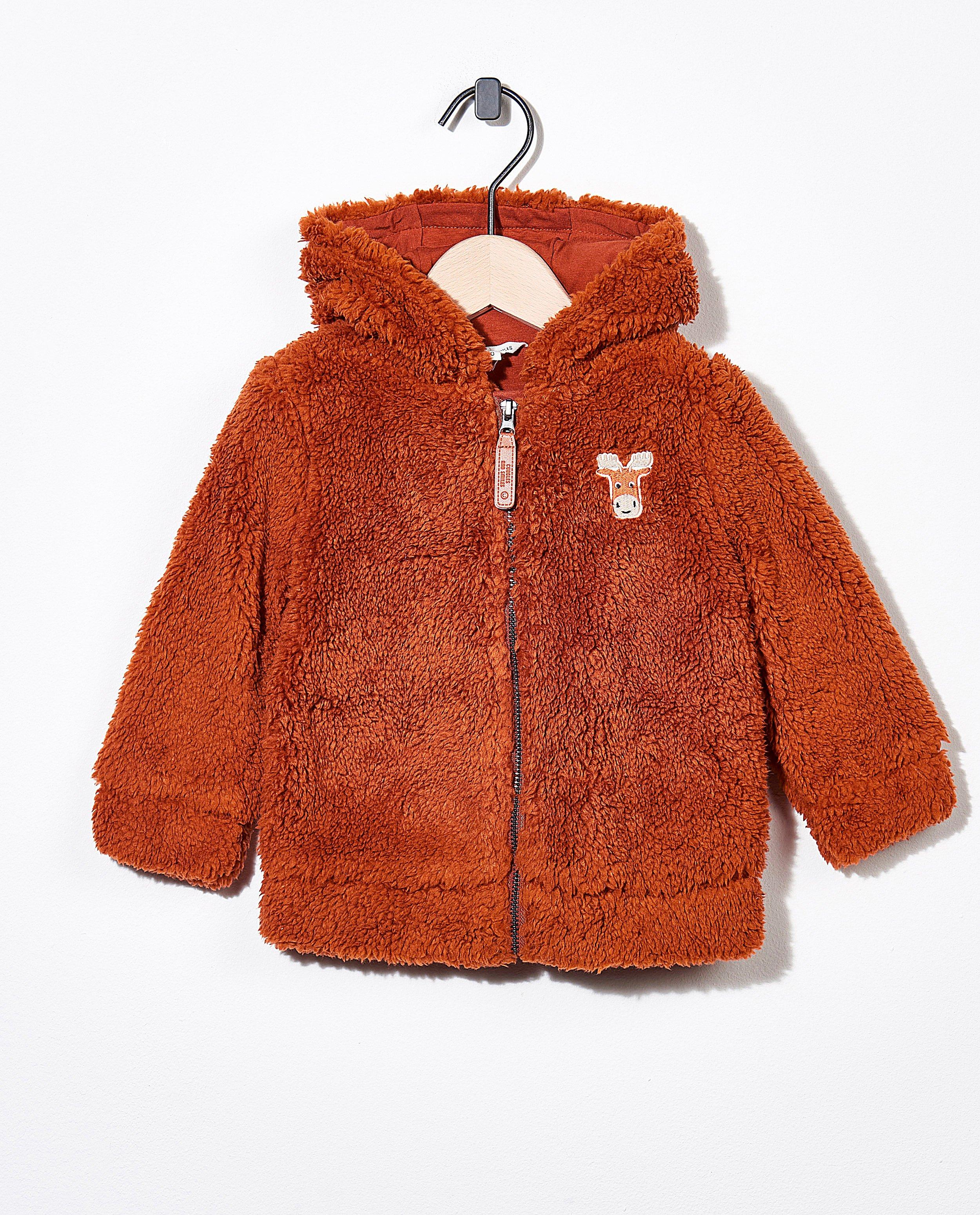 Gilet brun en coton bio - avec Morris the Moose - Cuddles and Smiles