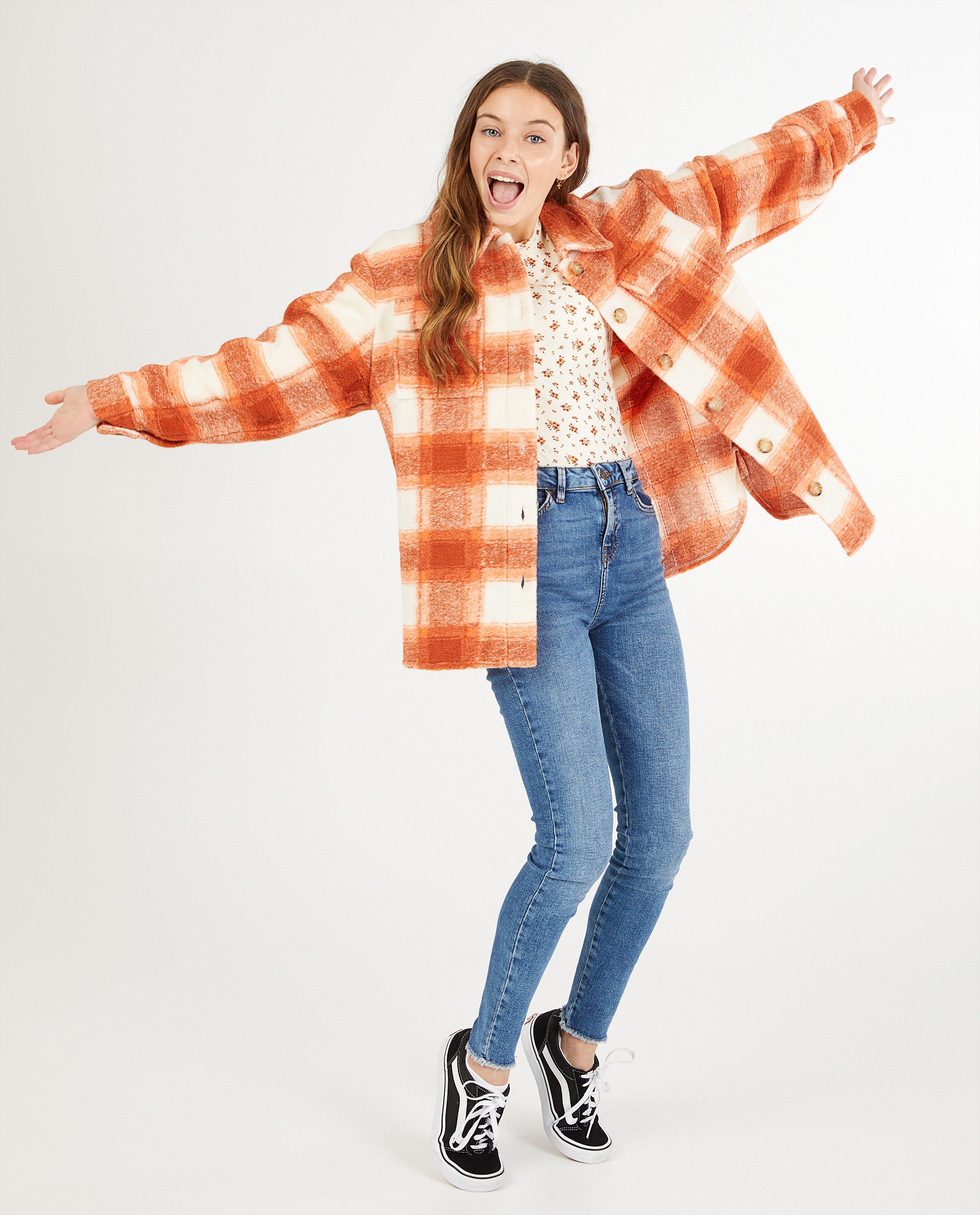 Veste légère orange à carreaux - imprimé intégral - Groggy