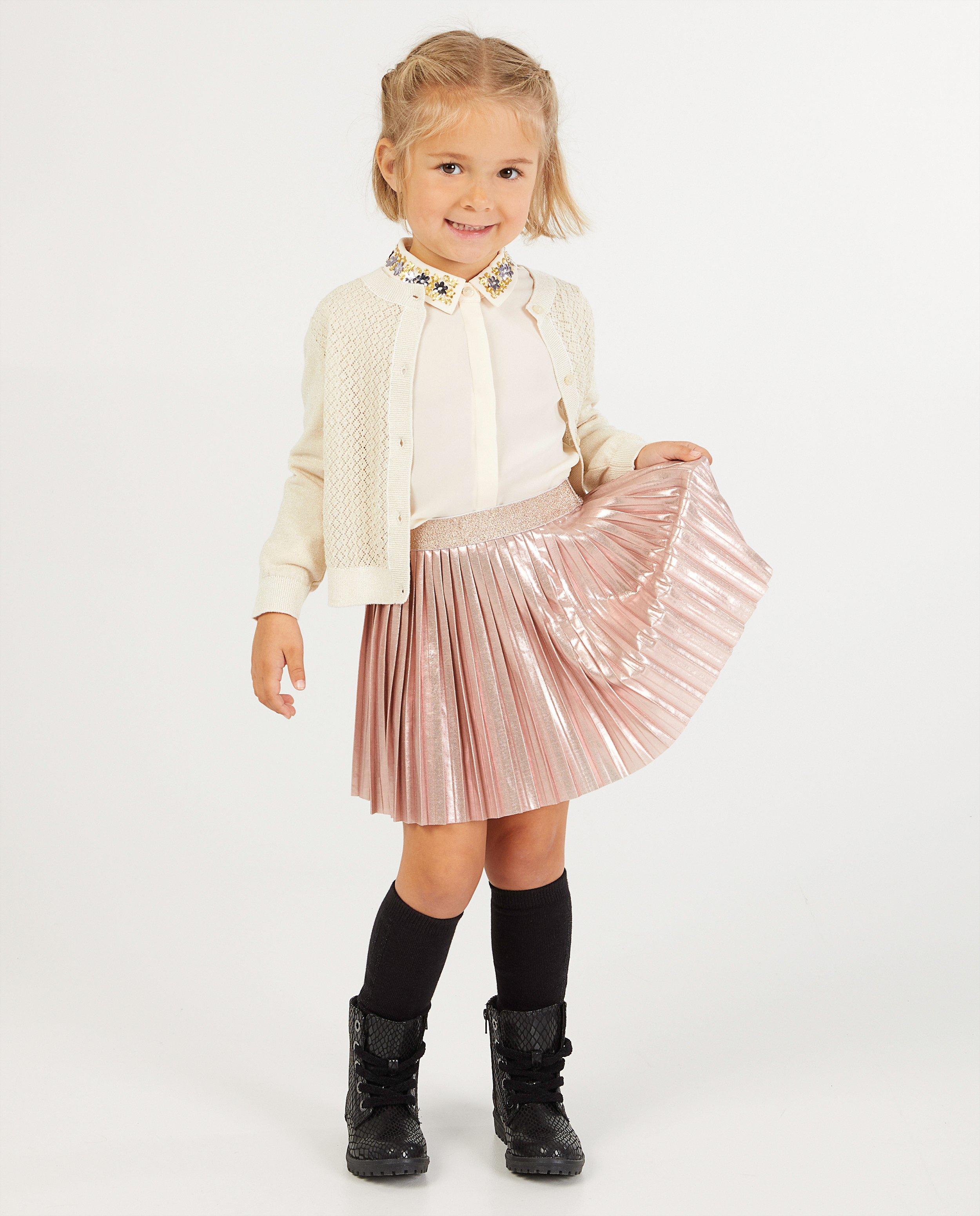 Cardigan beige avec partie ajourée - fil métallisé - Milla Star